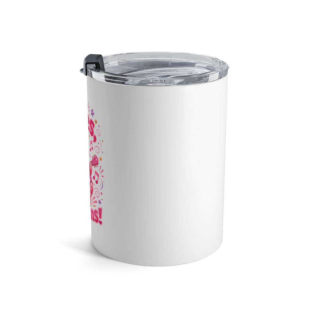 10oz Insulated Tumbler — "Tiny Tunes, Big Dreams" Pink Musical Bear Design