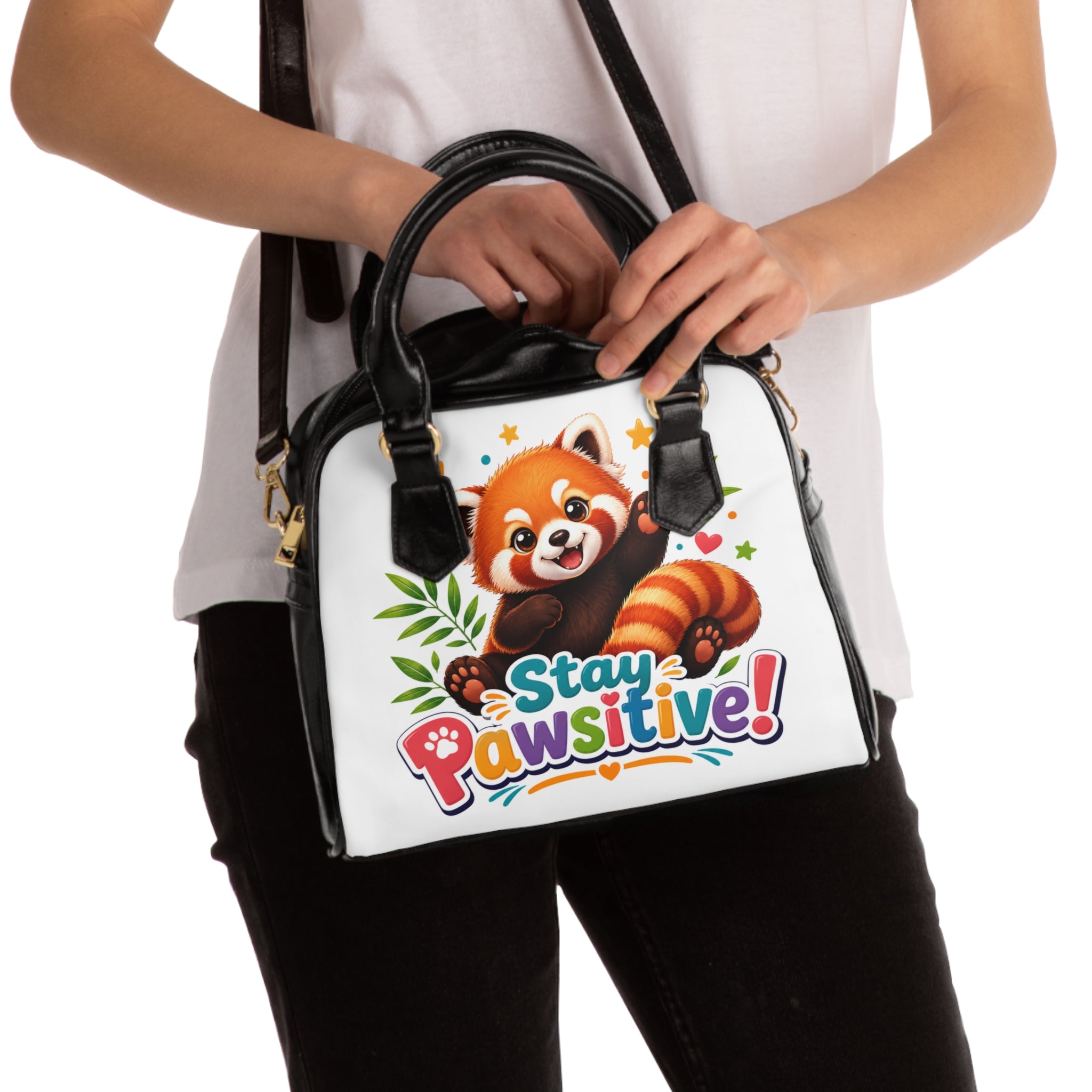 Stay Pawsitive Red Panda Shoulder Handbag | Cute Animal Print