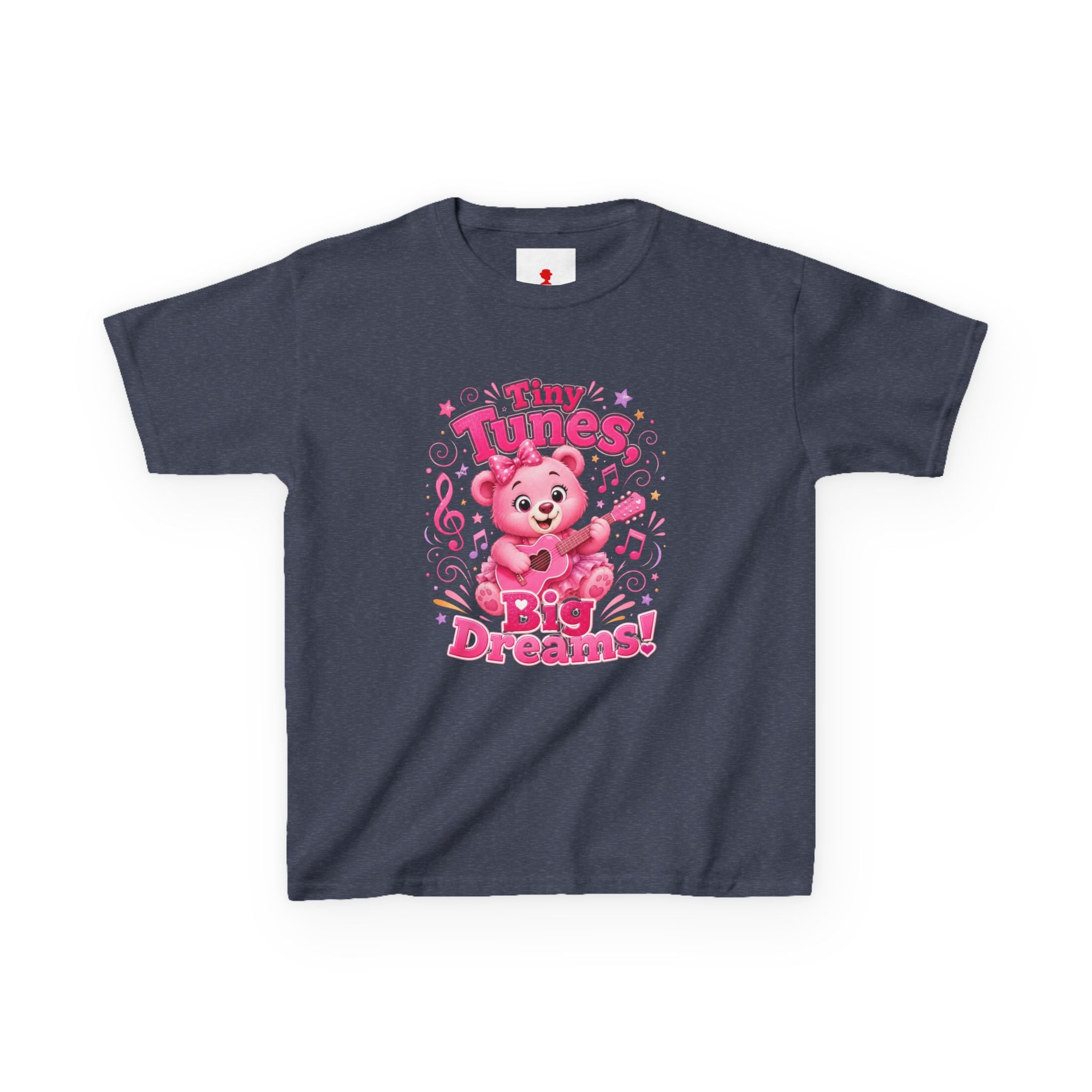 Kids T-Shirt — "Tiny Tunes, Big Dreams" Cute Pink Bear Music Tee