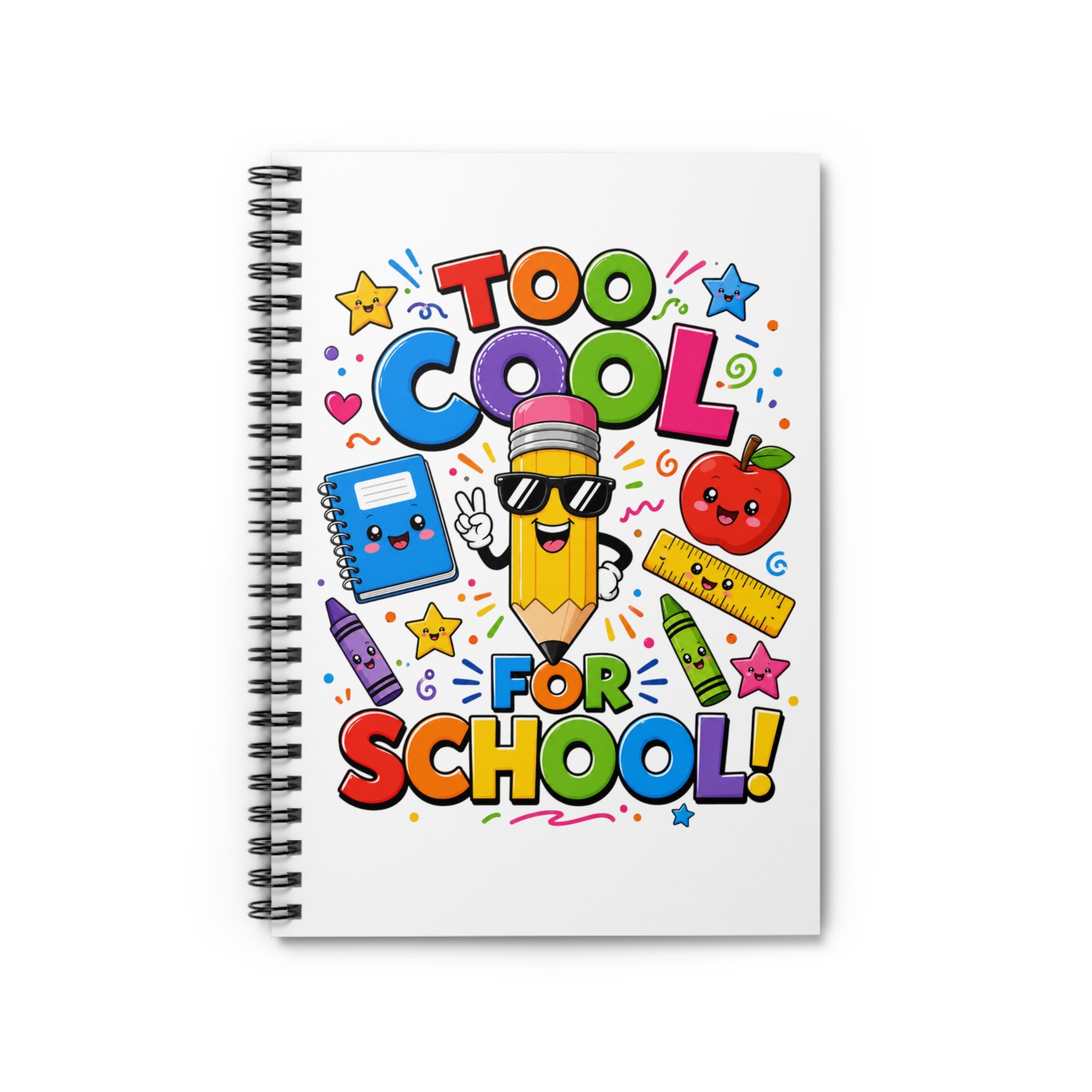 Too Cool for School Spiral Notebook | Cute Pencil Illustration