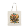 Big Hearts, Wild Adventures! Elephant Tote Bag — Natural Canvas Eco Shopper