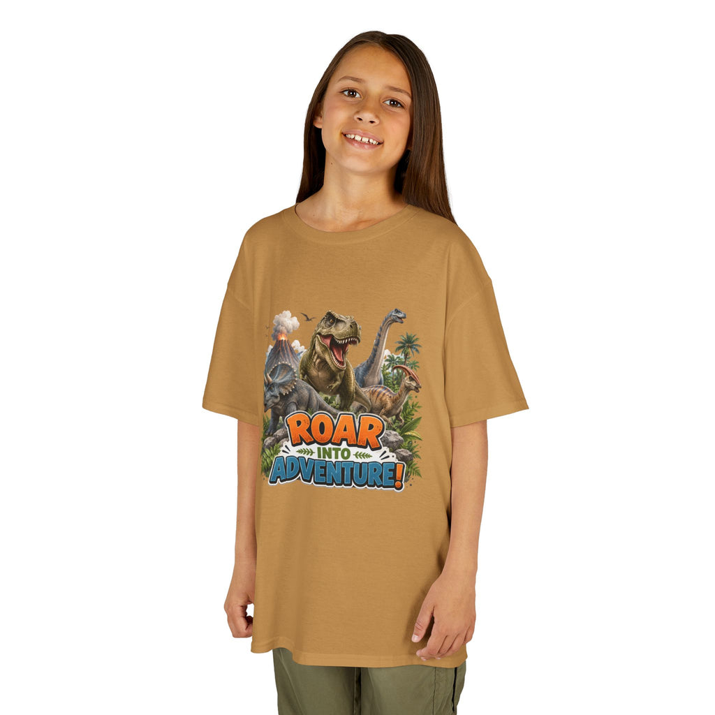 Kids Dinosaur Tee - "Roar Into Adventure" Graphic Shirt for Boys & Girls