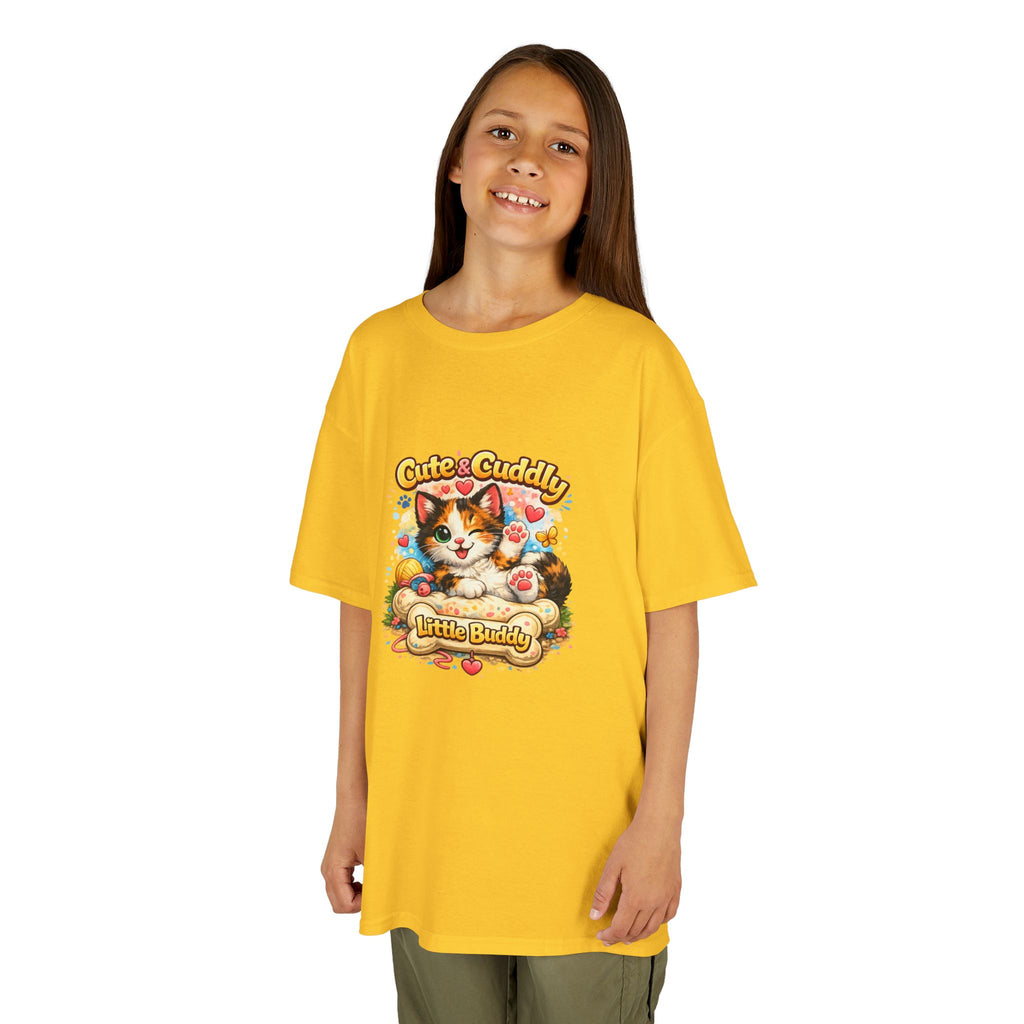 Kids T-Shirt — "Cute & Cuddly Little Buddy" Cat Graphic Tee