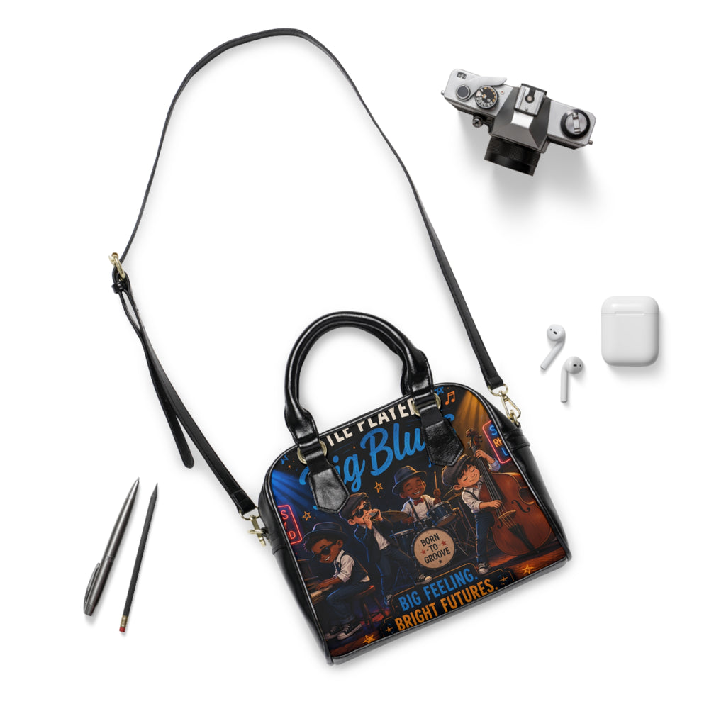 Big Blues Jazz Band Shoulder Handbag – 'Born to Groove' Vintage Music Tote