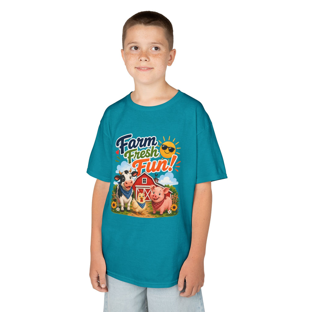 Kids Farm T-Shirt — "Farm Fresh Fun!" Cute Cow & Pig Toddler Tee