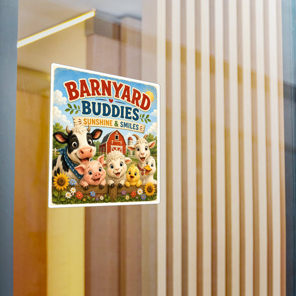 Barnyard Buddies Vinyl Sticker — 'Sunshine & Smiles' Cute Farm Animal Decal