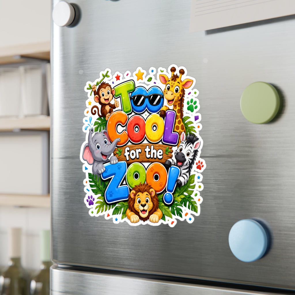 Too Cool for the Zoo! Kids Animal Vinyl Sticker — Kiss-Cut Decal