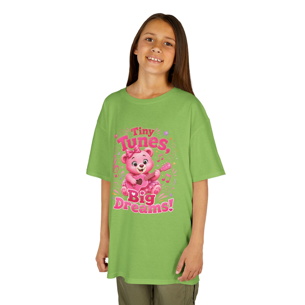 Kids T-Shirt — "Tiny Tunes, Big Dreams" Cute Pink Bear Music Tee