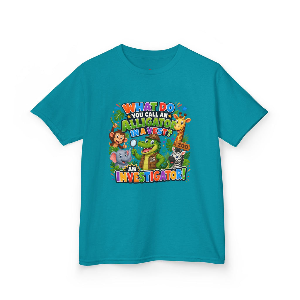 What Do You Call An Alligator? Investigator Kids T-Shirt | Cute Jungle Animals Puzzle