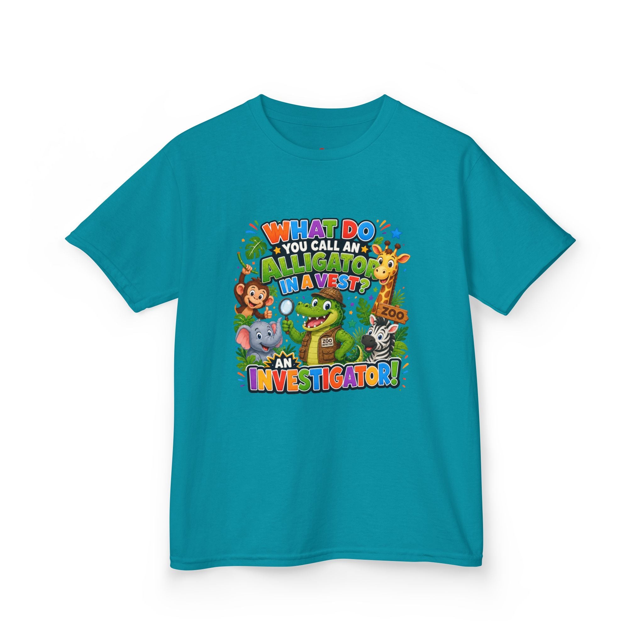What Do You Call An Alligator? Investigator Kids T-Shirt | Cute Jungle Animals Puzzle