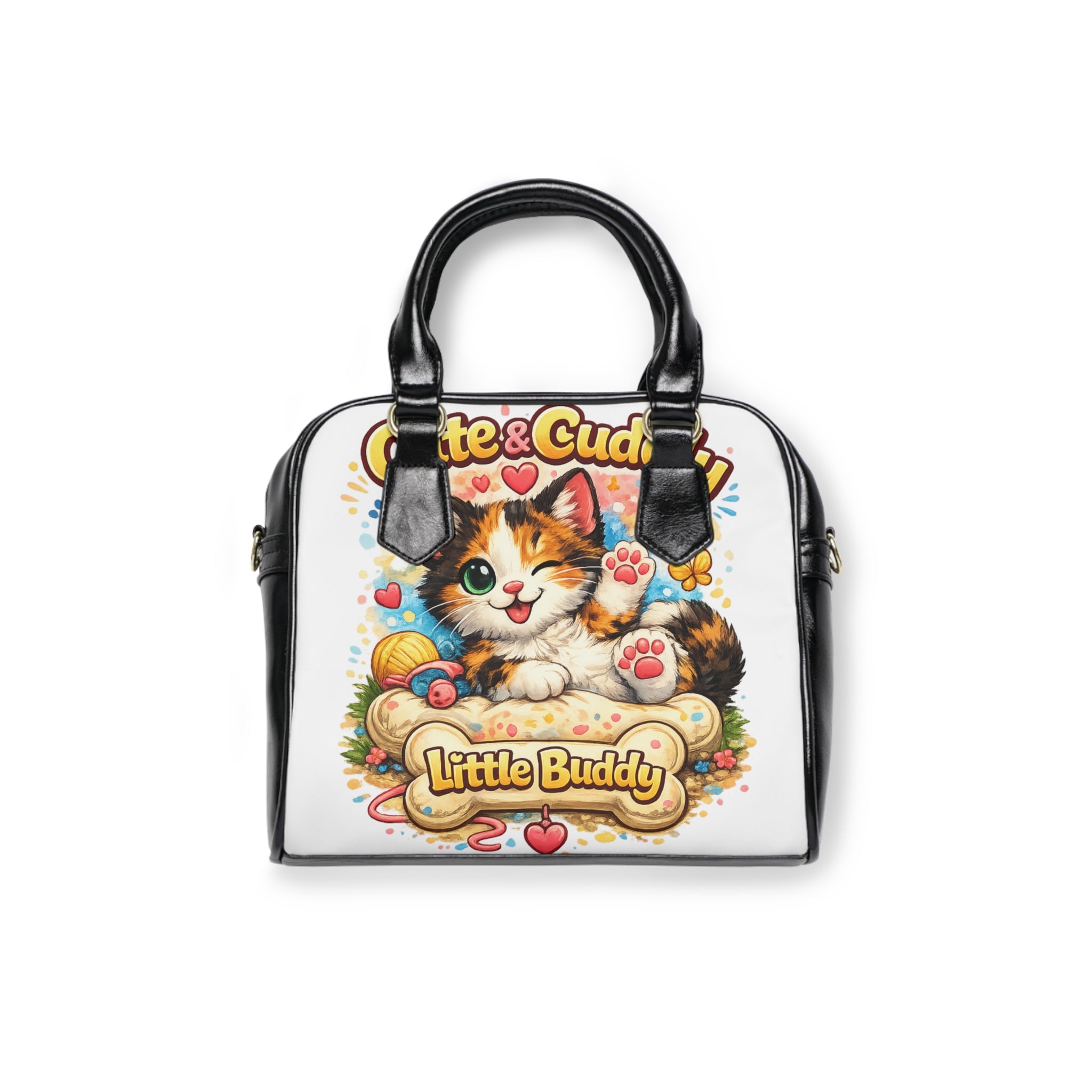 Cute & Cuddly Little Buddy Shoulder Handbag — Adorable Kitten Print Purse