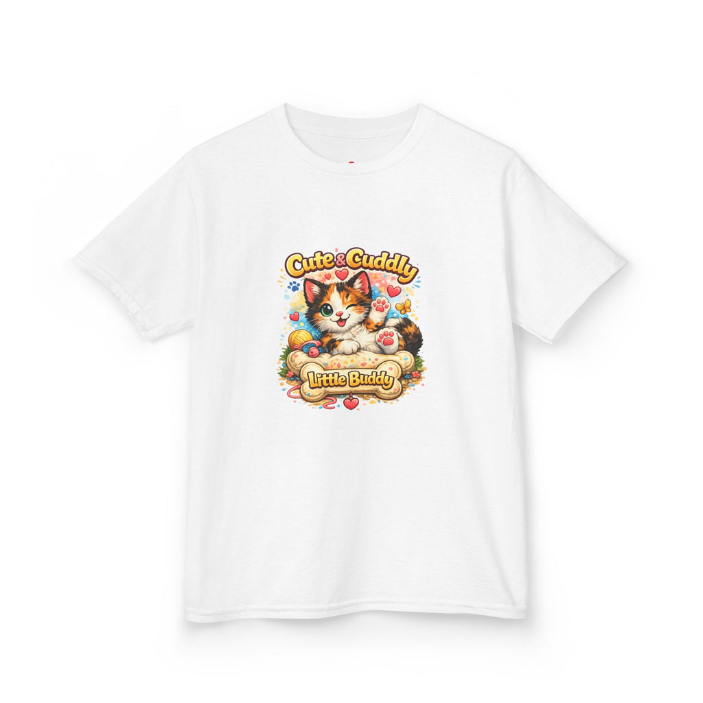 Kids T-Shirt — "Cute & Cuddly Little Buddy" Cat Graphic Tee