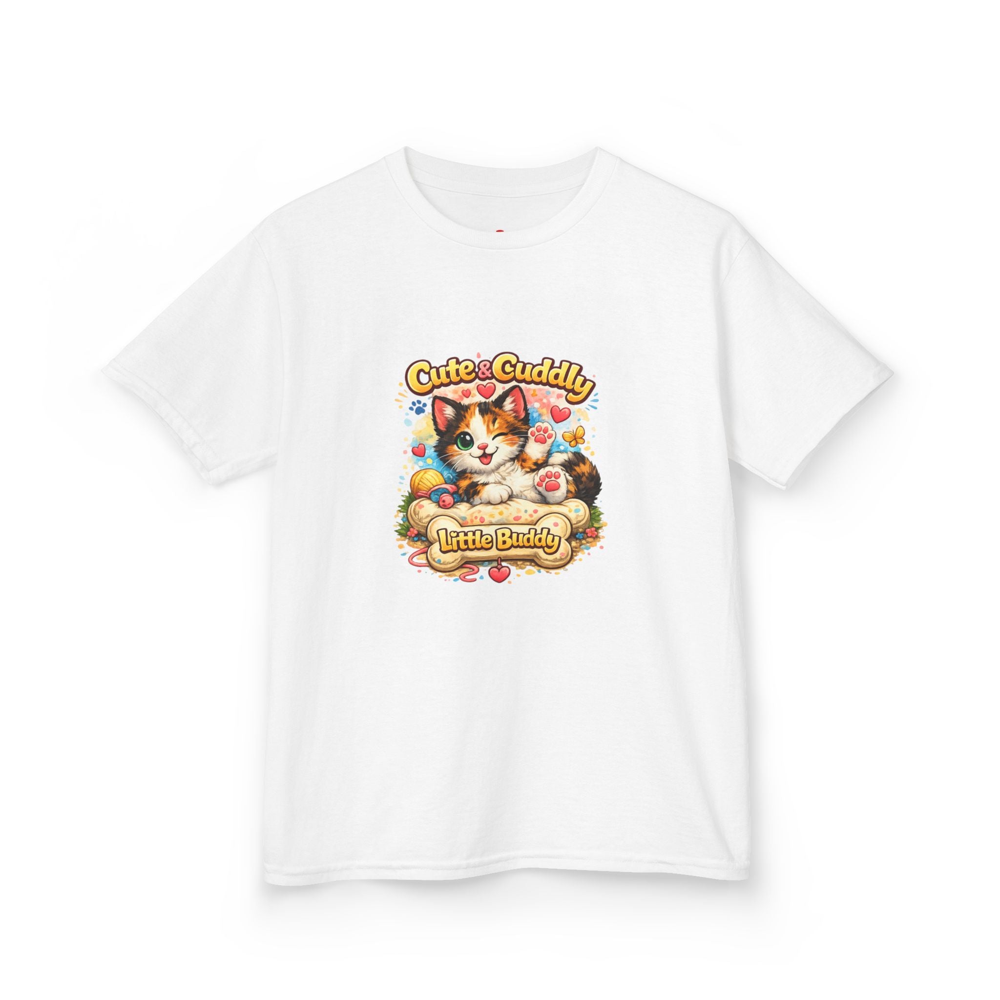 Kids T-Shirt — "Cute & Cuddly Little Buddy" Cat Graphic Tee