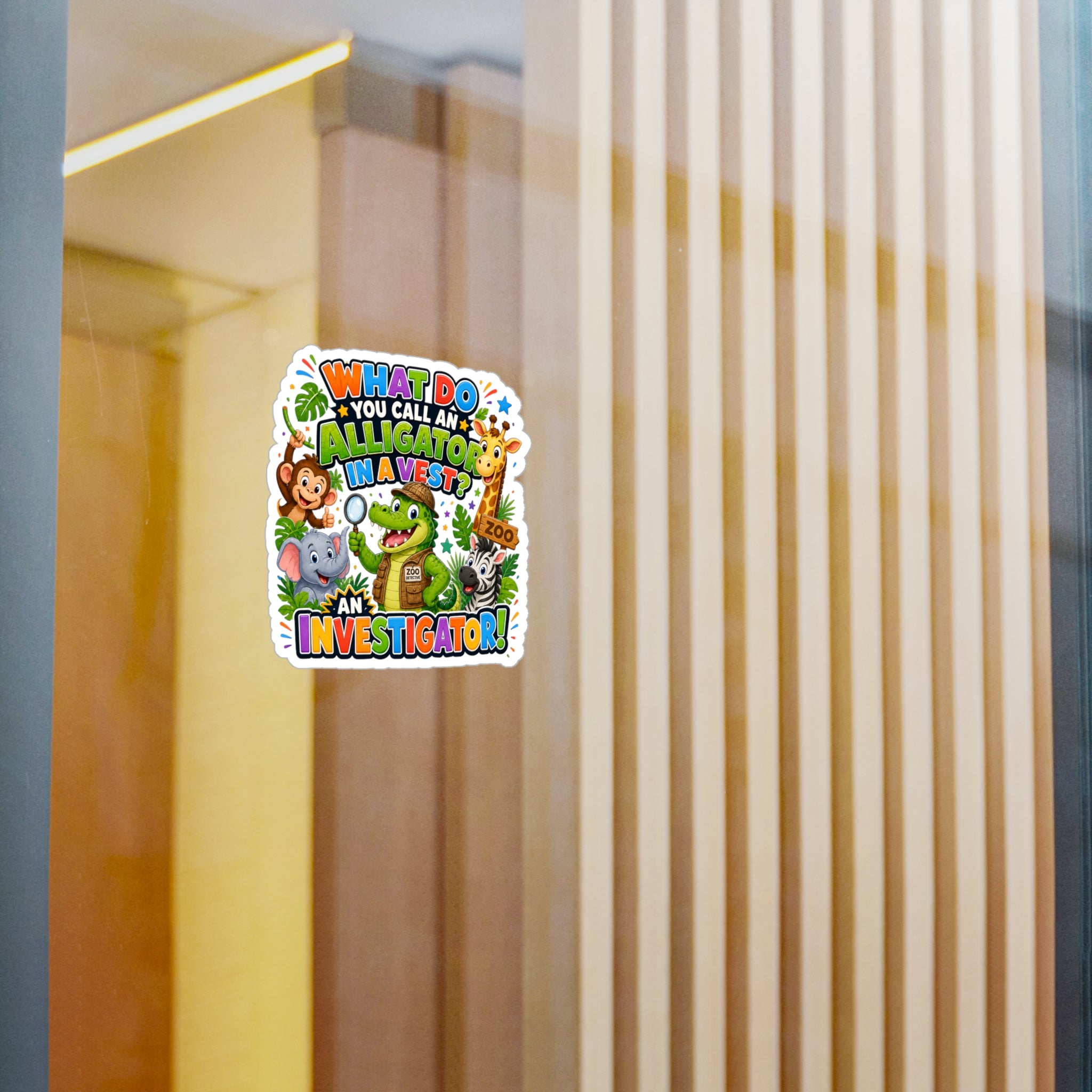 Alligator Investigator Sticker | Kiss-Cut Vinyl Decal, Cute Zoo Animals