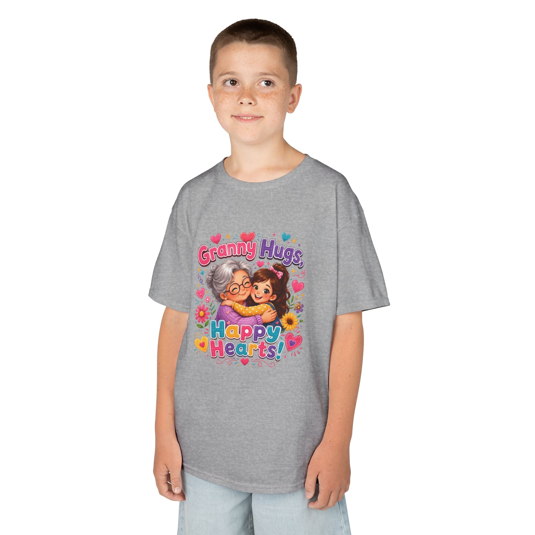 Granny Hugs Happy Hearts Tee | Grandma Grandchild Cute Illustration