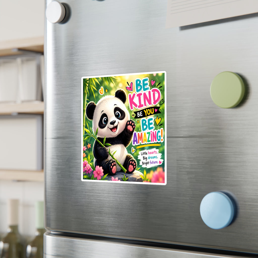 Be Kind Panda Vinyl Sticker — Inspirational Kiss-Cut Decal