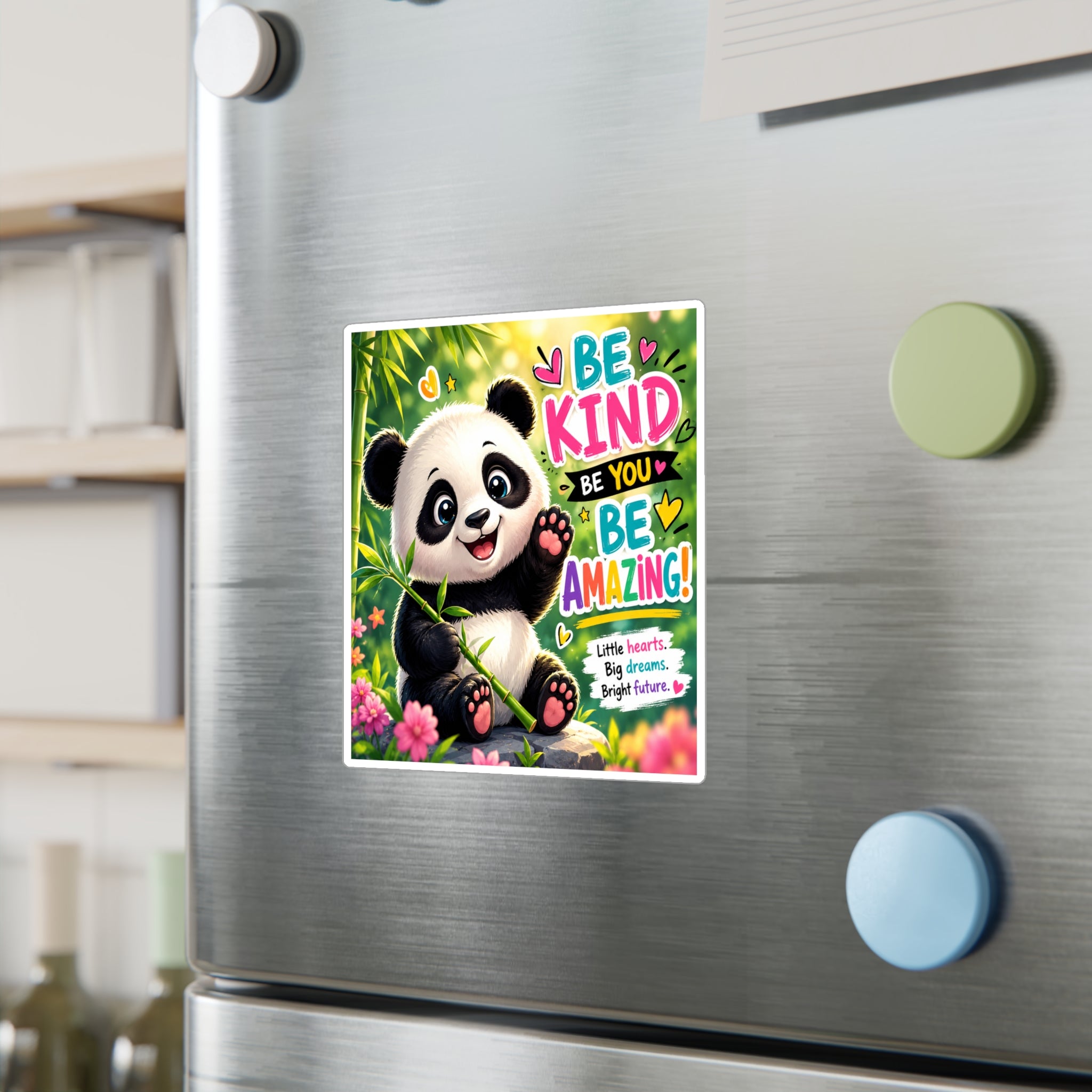 Be Kind Panda Vinyl Sticker — Inspirational Kiss-Cut Decal