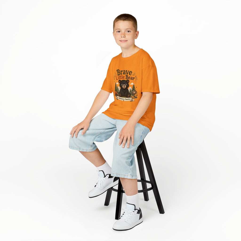 Kids Tee — "Brave Little Bear" Adventure Graphic Shirt