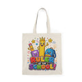 Ruler of the School cartoon school supplies Natural Tote Bag | cute pencil ruler backpack design