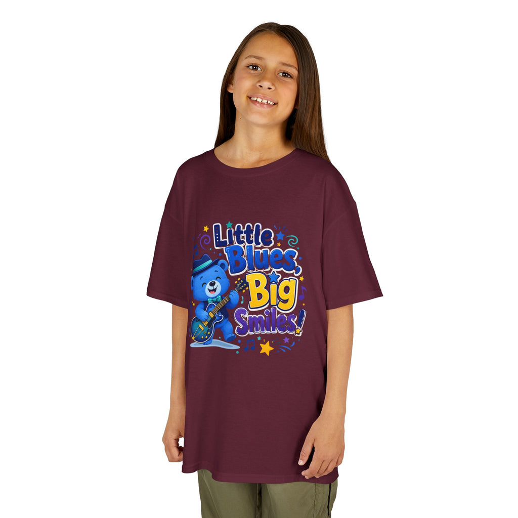 Kids Tee — "Little Blues, Big Smiles!" Guitar-Bear Graphic
