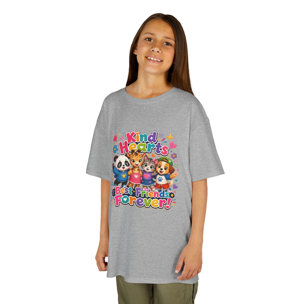 Kids Tee — "Kind Hearts Best Friends Forever" Colorful Cartoon Animals