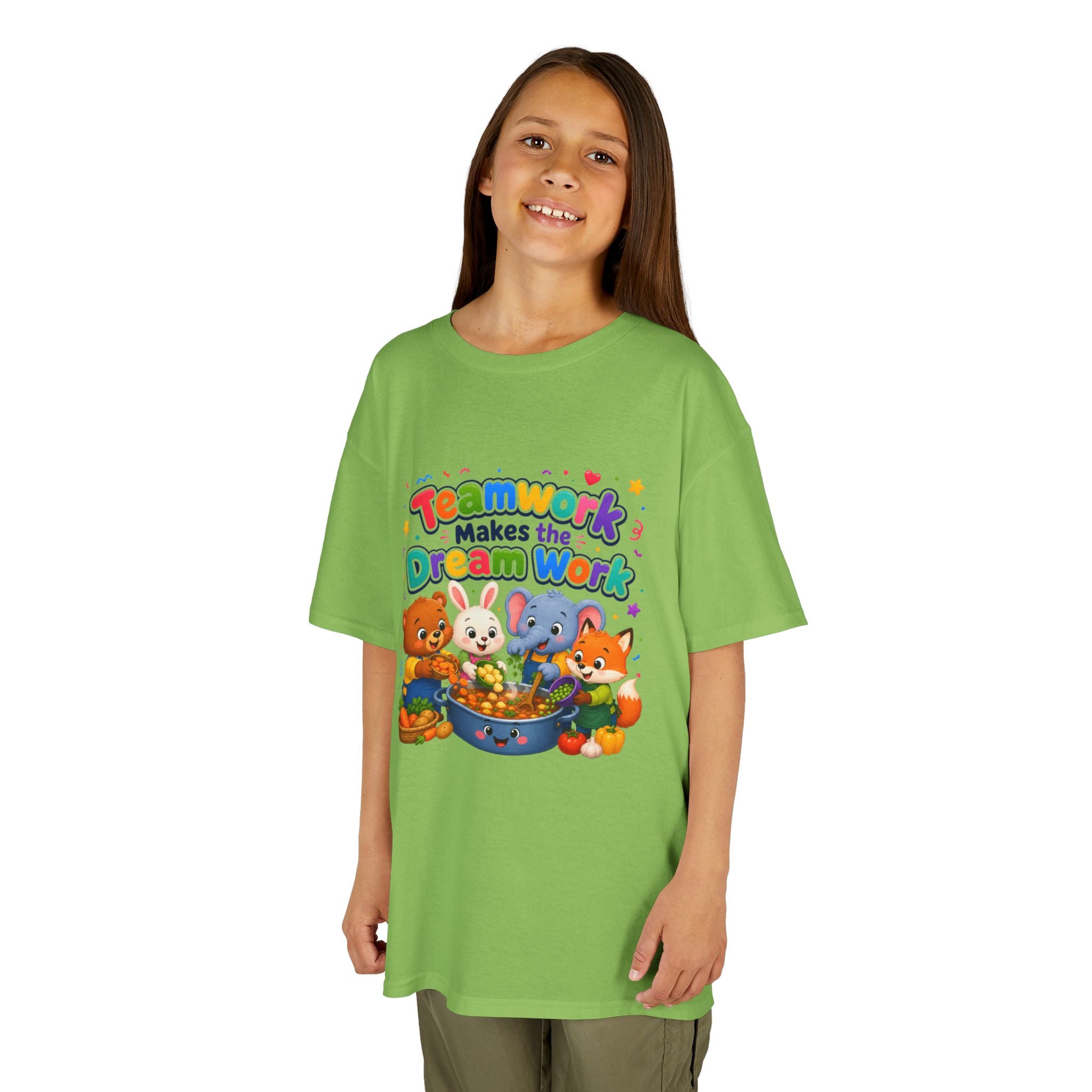 Kids Tee — “Teamwork Makes the Dream Work” Cute Animal Classroom Shirt