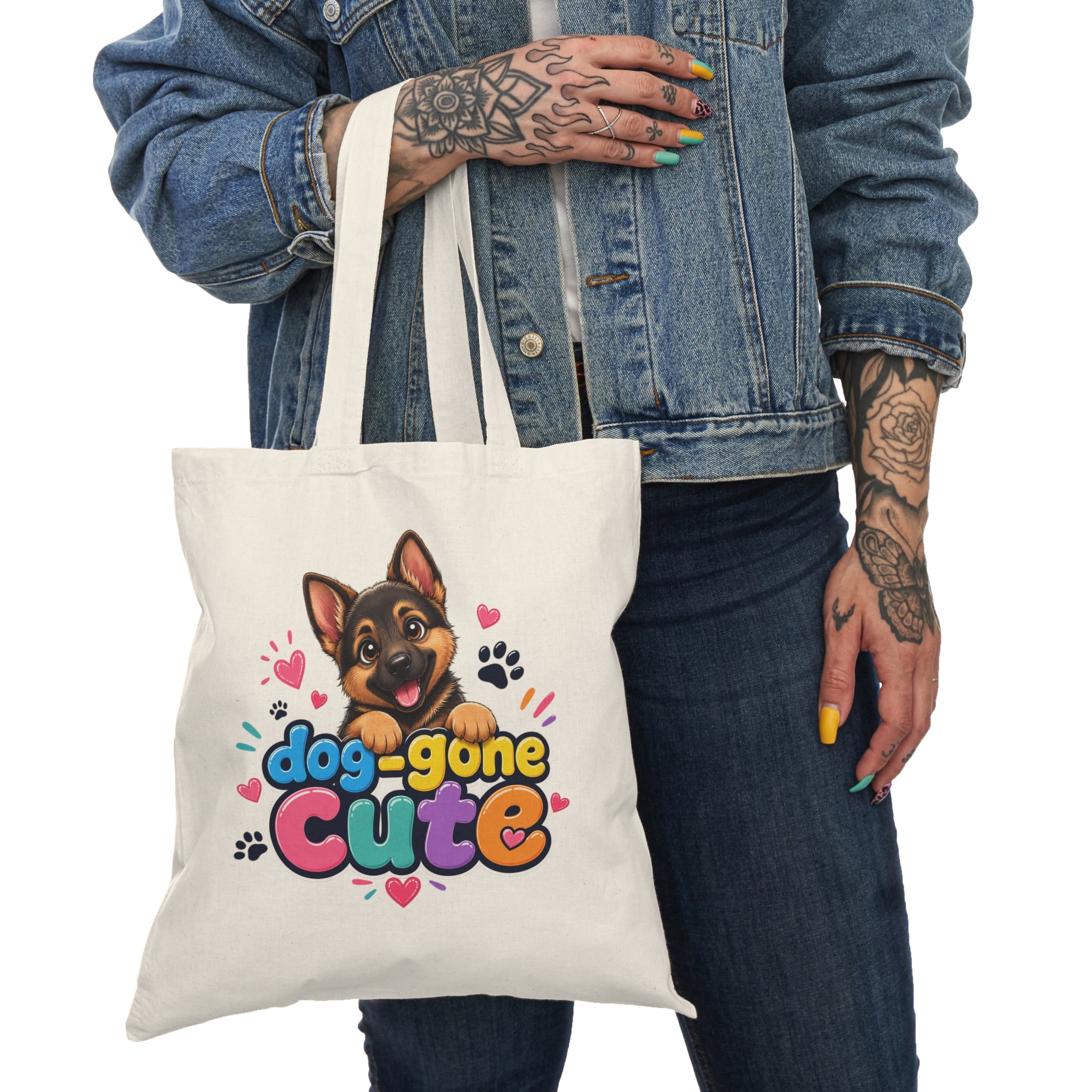 Dog-Gone Cute Tote Bag — Cute German Shepherd Paw Print Canvas Tote