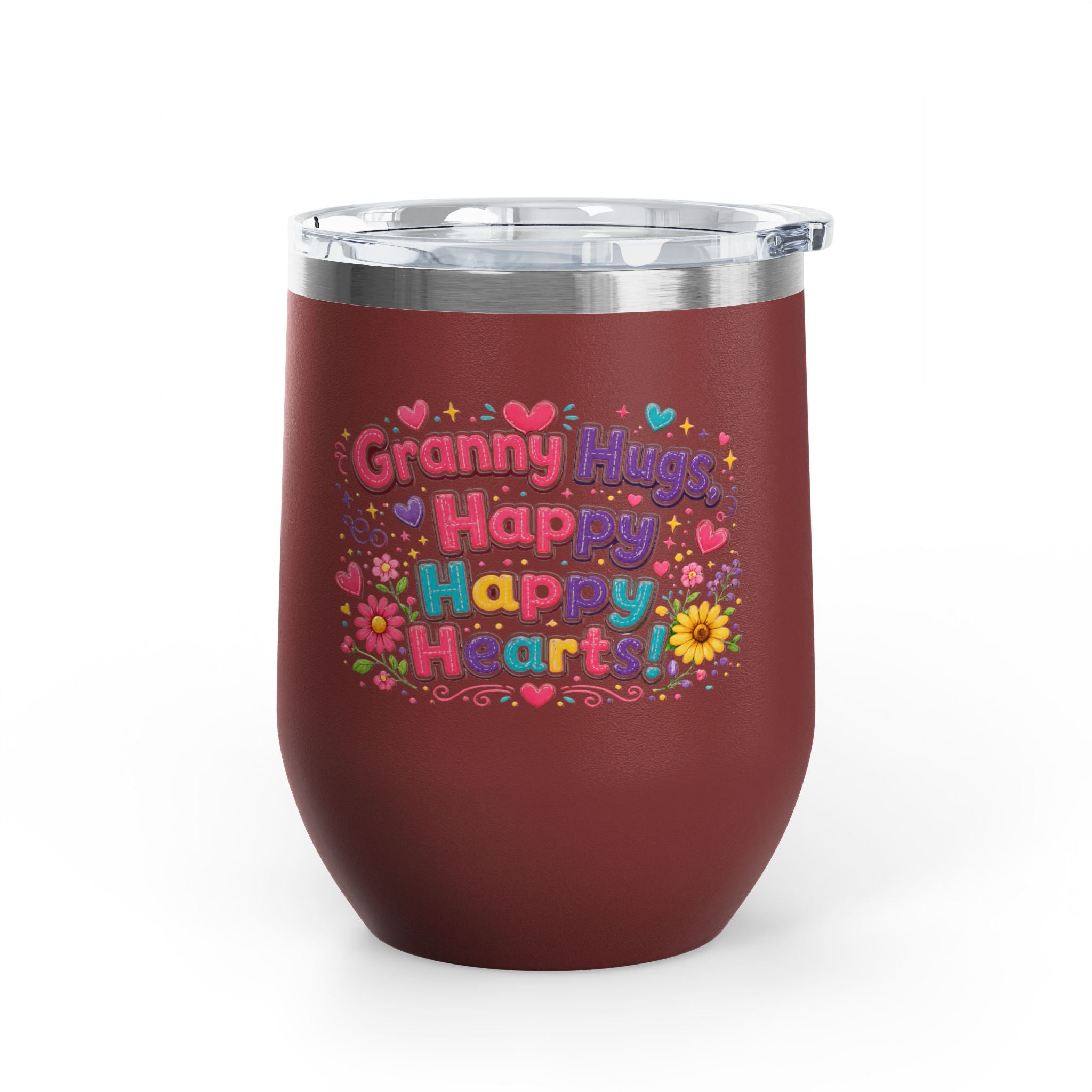 "Granny Hugs, Happy Happy Hearts" Floral 12oz Insulated Cup