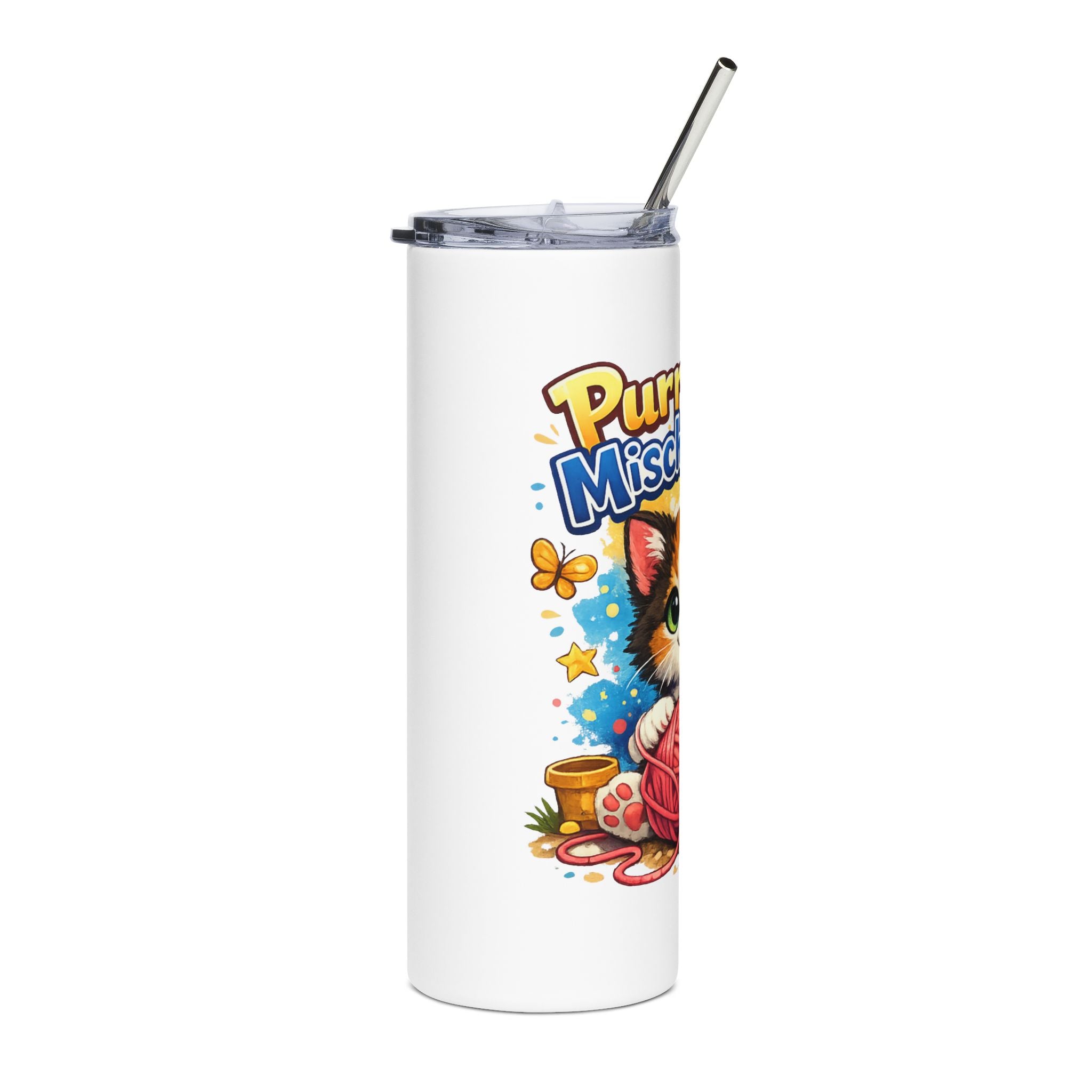 Purrfectly Mischievous Cat 20oz Stainless Steel Tumbler