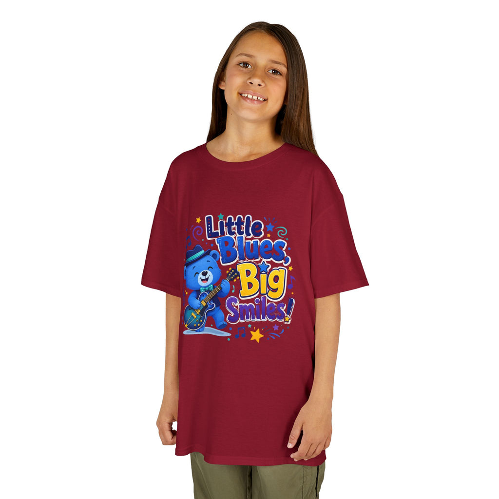 Kids Tee — "Little Blues, Big Smiles!" Guitar-Bear Graphic