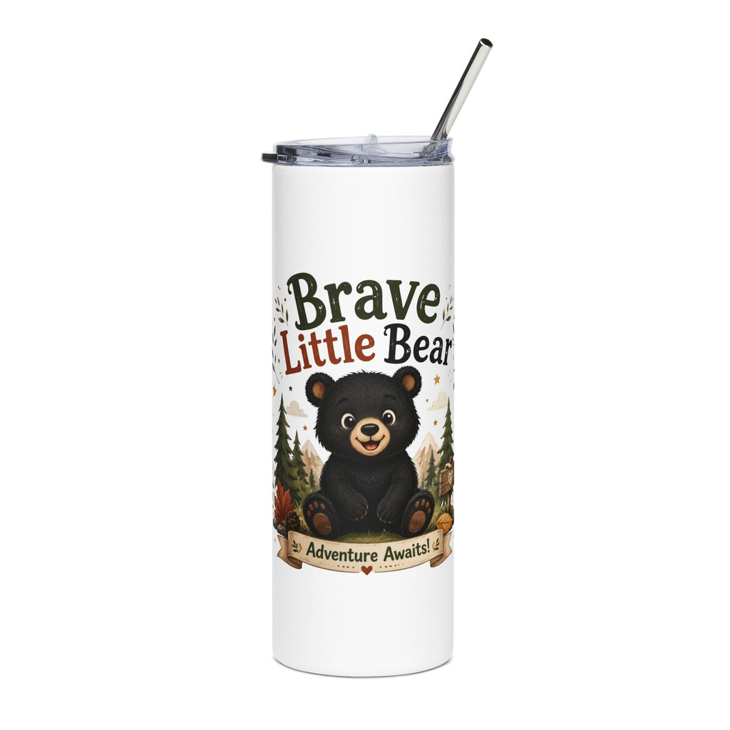 Brave Little Bear 20oz Stainless Steel Tumbler — Adventure Awaits Cute Bear Design