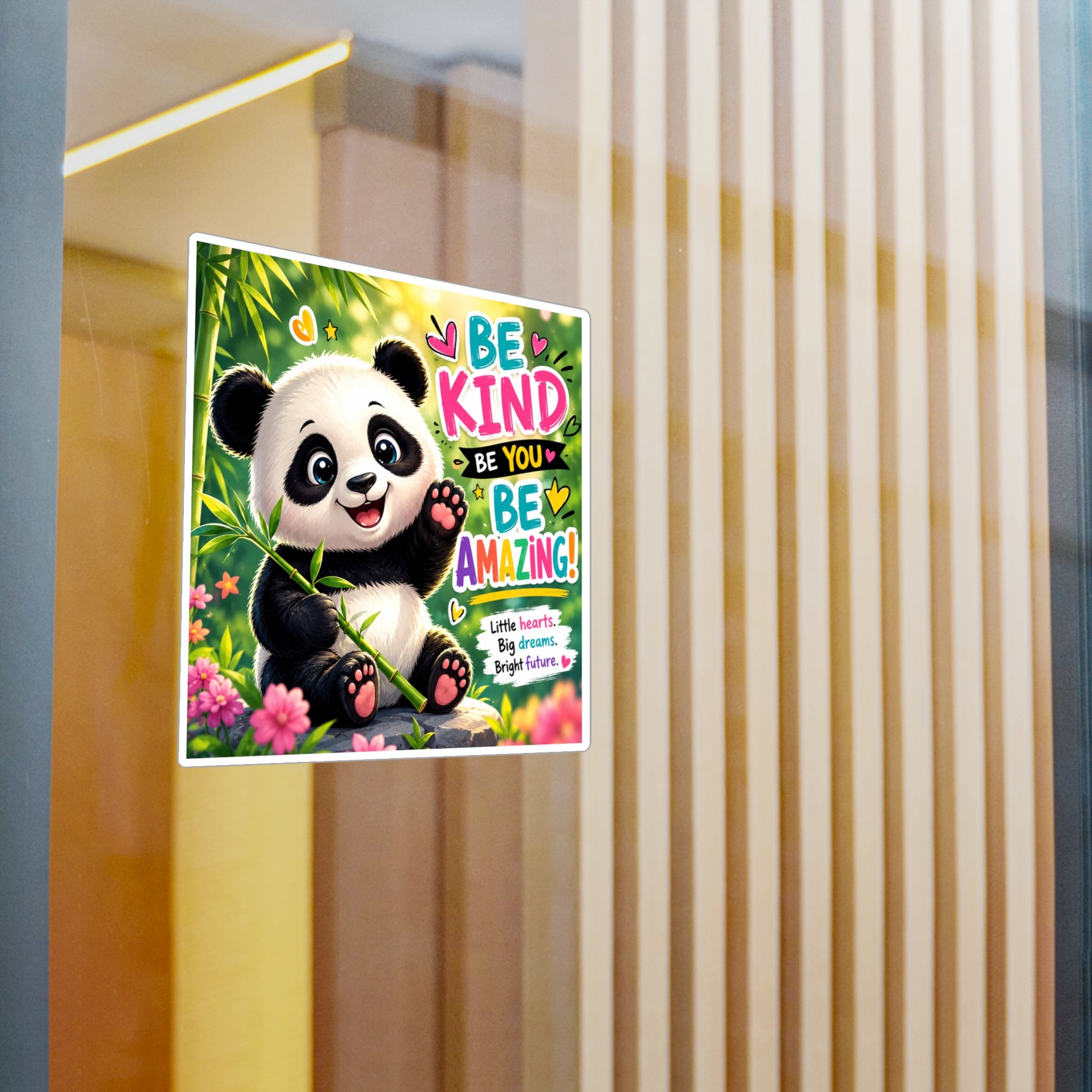 Be Kind Panda Vinyl Sticker — Inspirational Kiss-Cut Decal