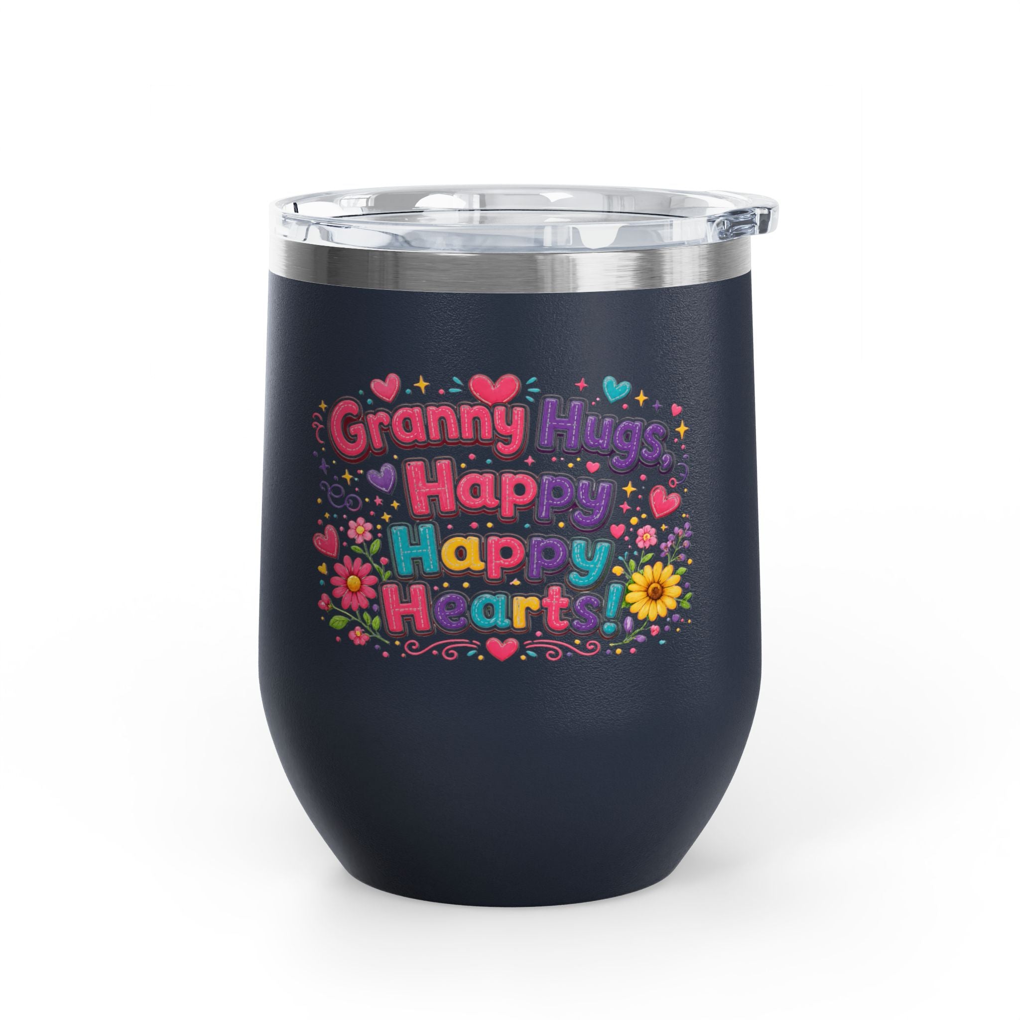 "Granny Hugs, Happy Happy Hearts" Floral 12oz Insulated Cup