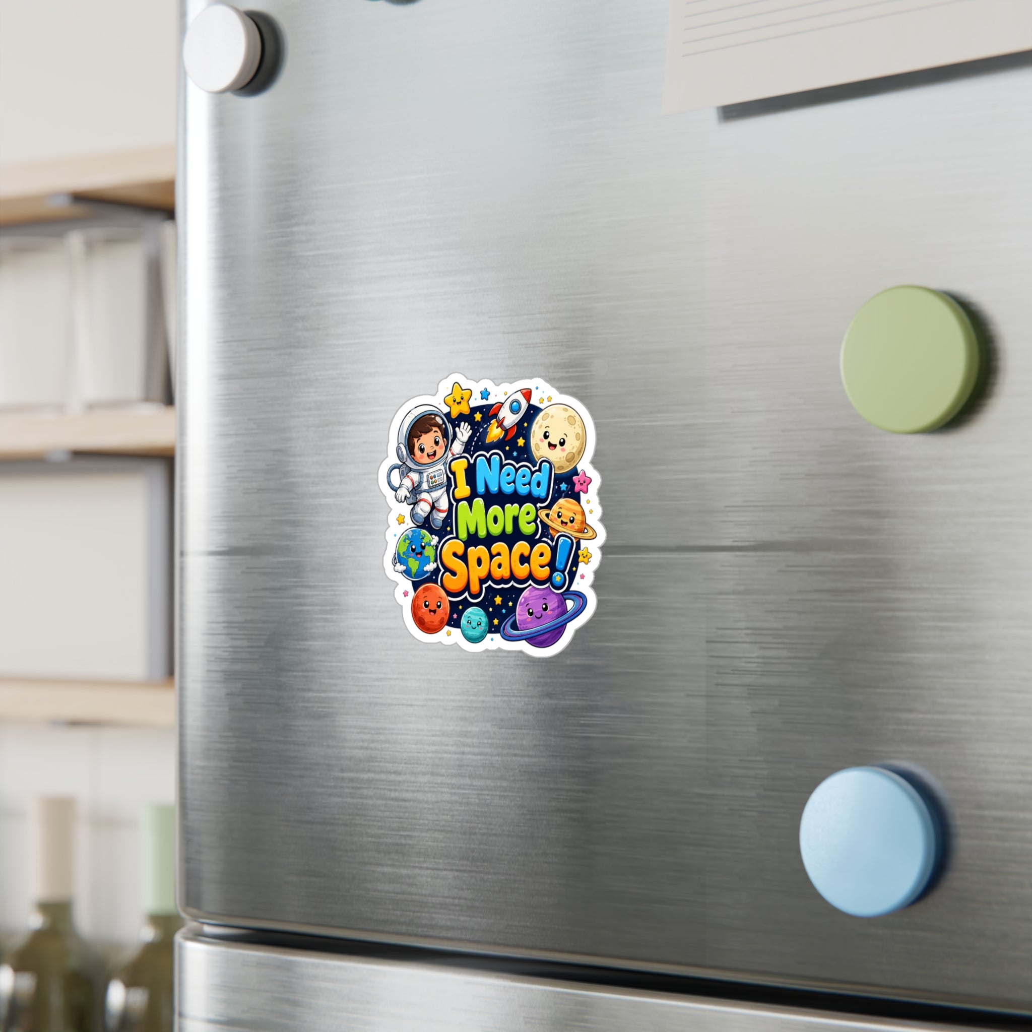 I Need More Space! Cute Space Astronaut Kiss-Cut Vinyl Sticker