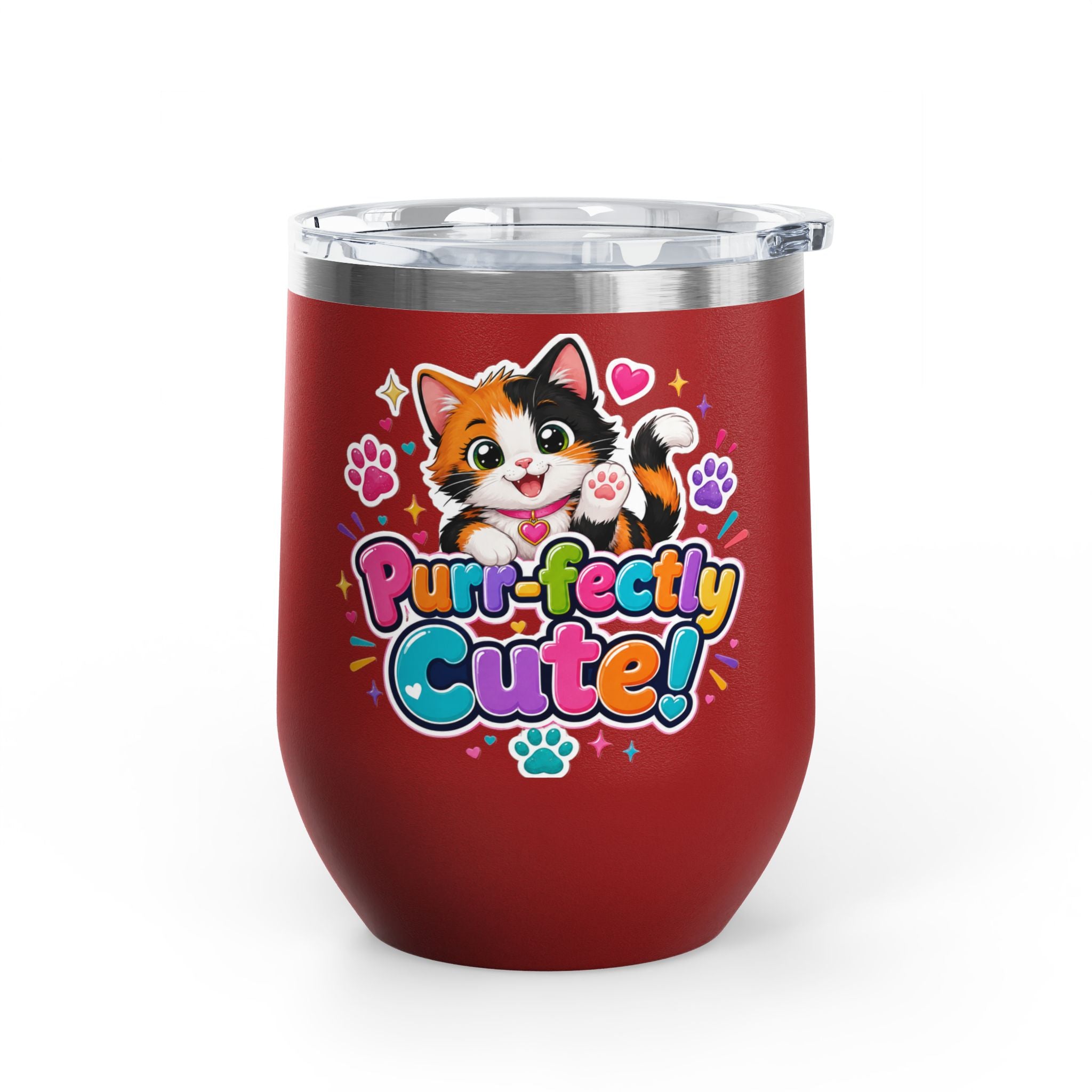 "Purr-fectly Cute!" Cat 12oz Insulated Stainless Steel Tumbler