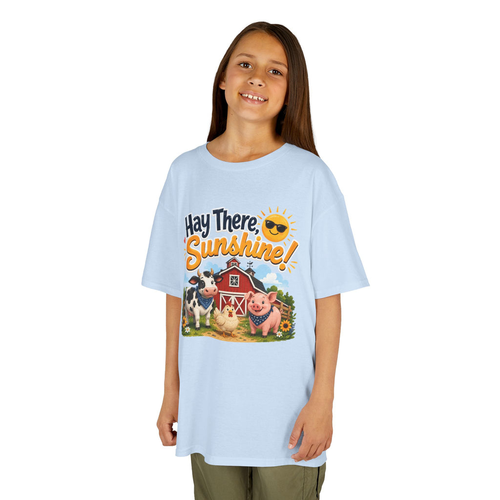 Kids Tee — "Hay There, Sunshine!" Farm Animal Graphic