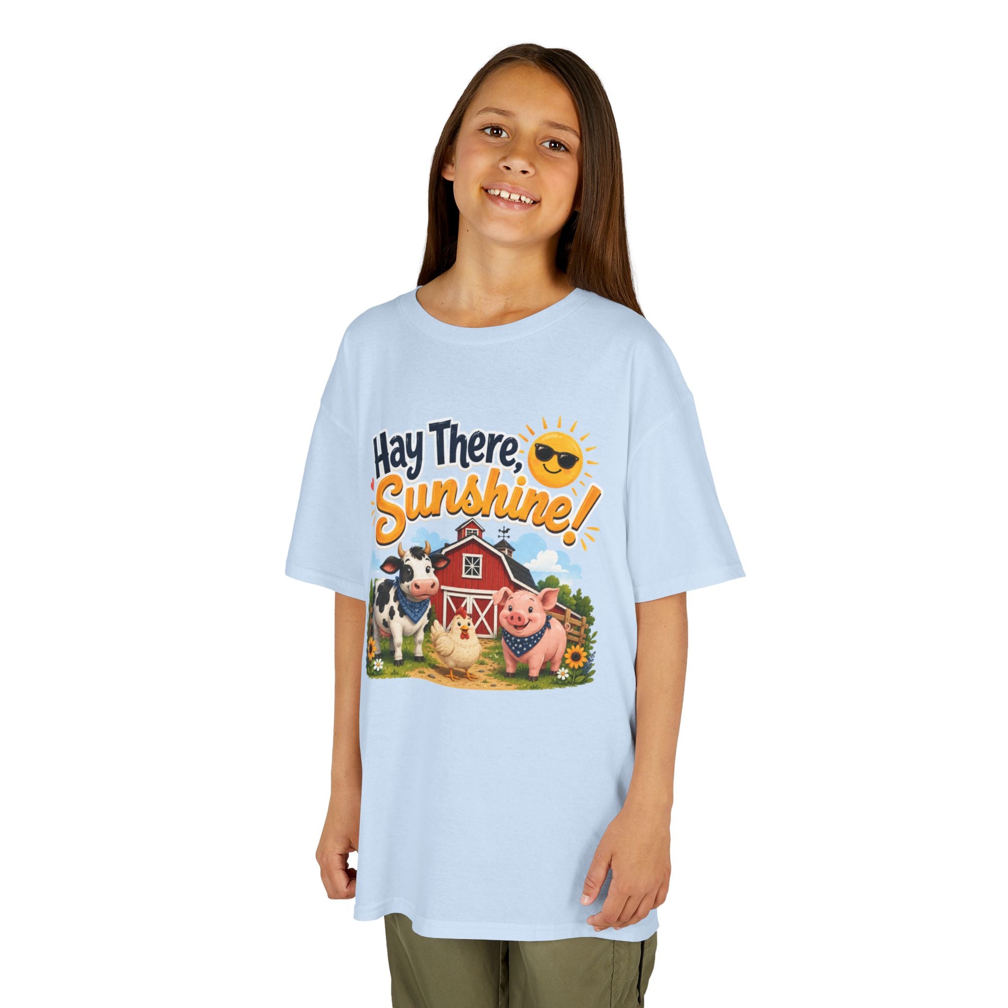 Kids Tee — "Hay There, Sunshine!" Farm Animal Graphic