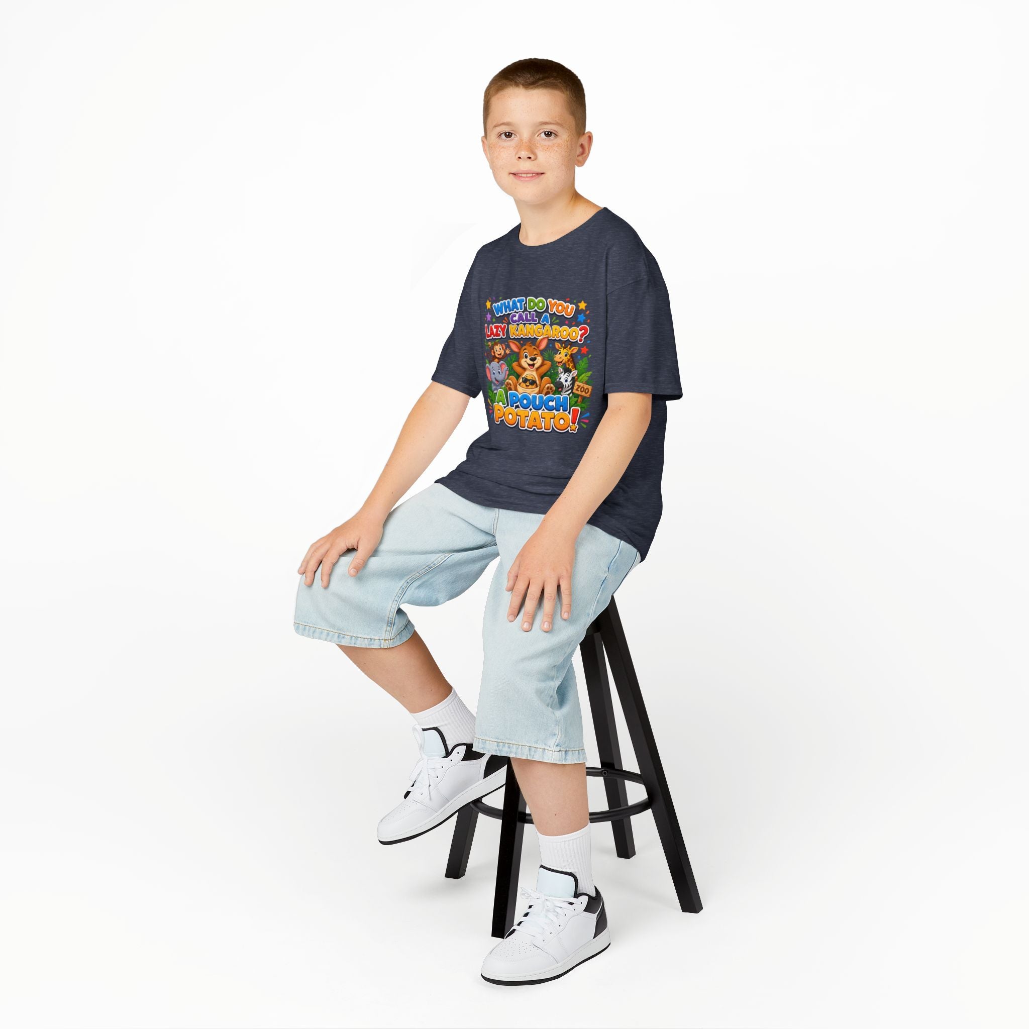 Lazy Kangaroo Pouch Potato Kids T-Shirt | Cute Animal Nursery Tee