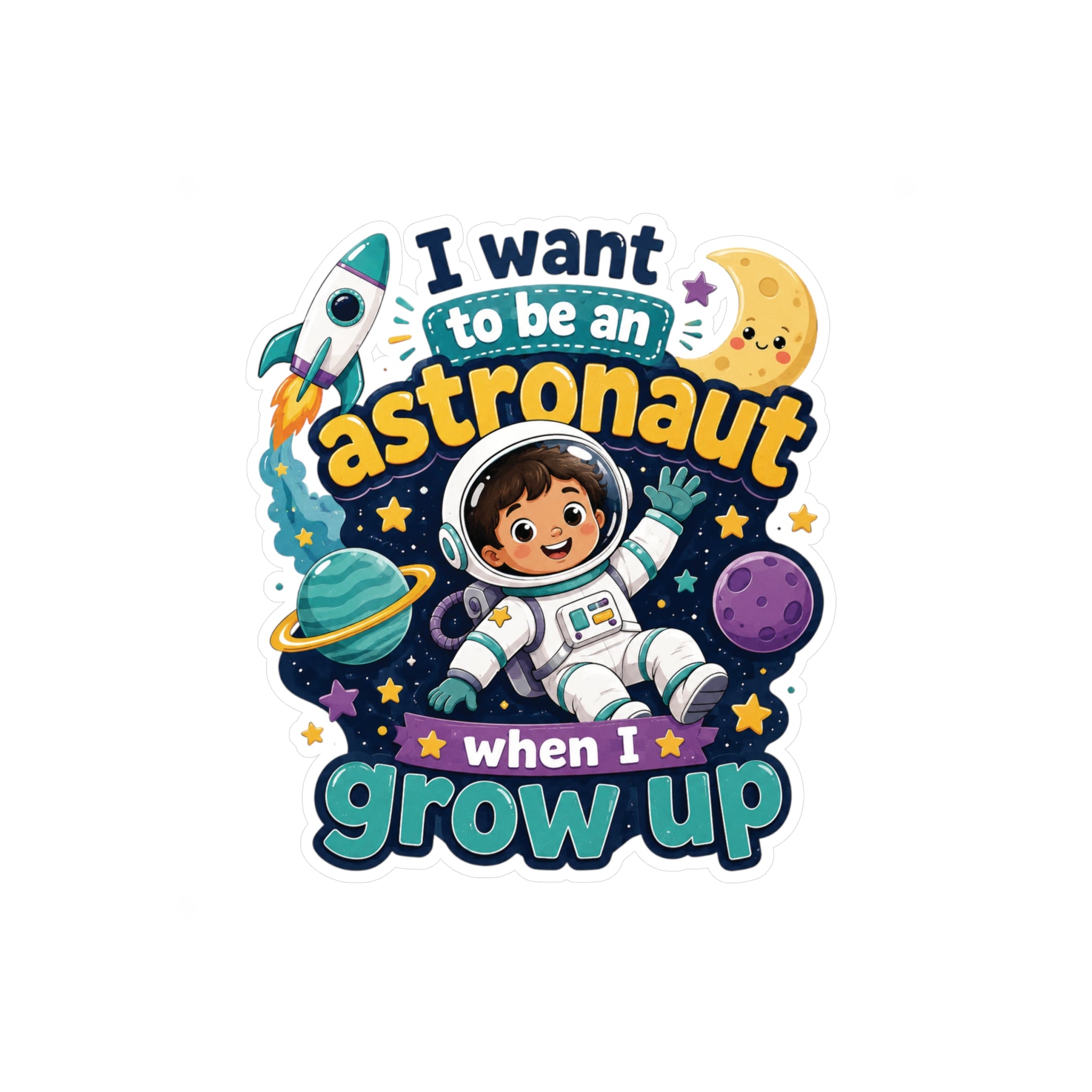 Astronaut Kids Sticker — "I Want to Be an Astronaut When I Grow Up" Kiss-Cut Vinyl Decal