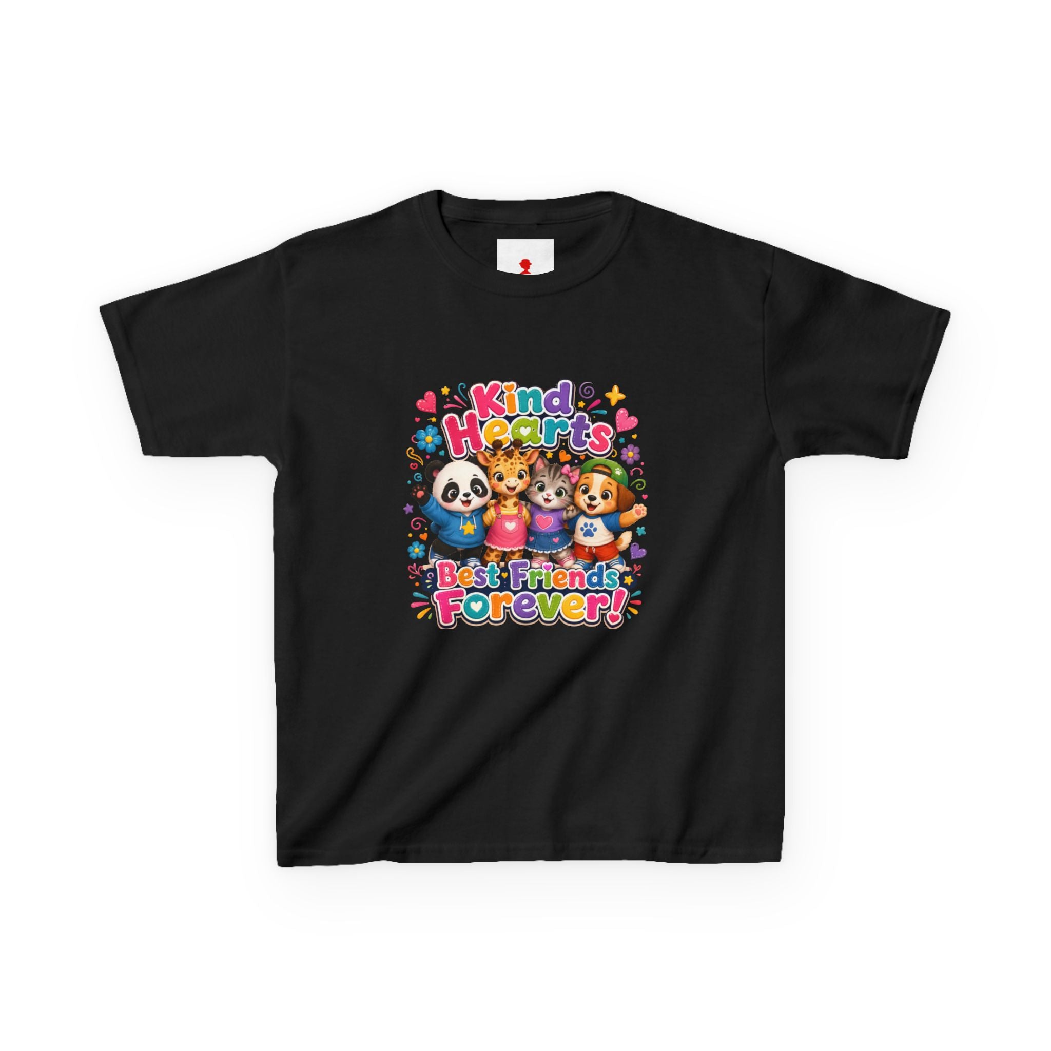 Kids Tee — "Kind Hearts Best Friends Forever" Colorful Cartoon Animals