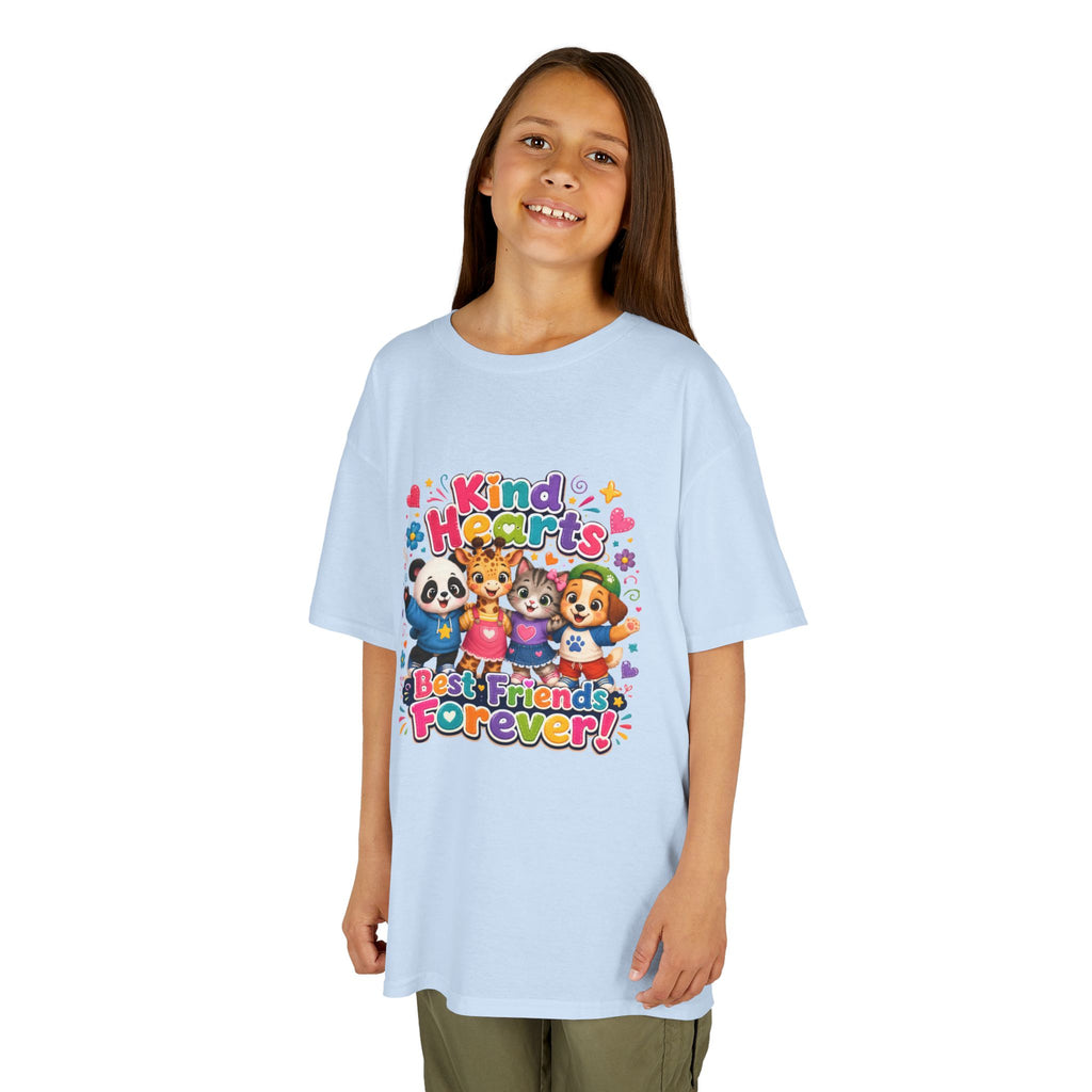Kids Tee — "Kind Hearts Best Friends Forever" Colorful Cartoon Animals