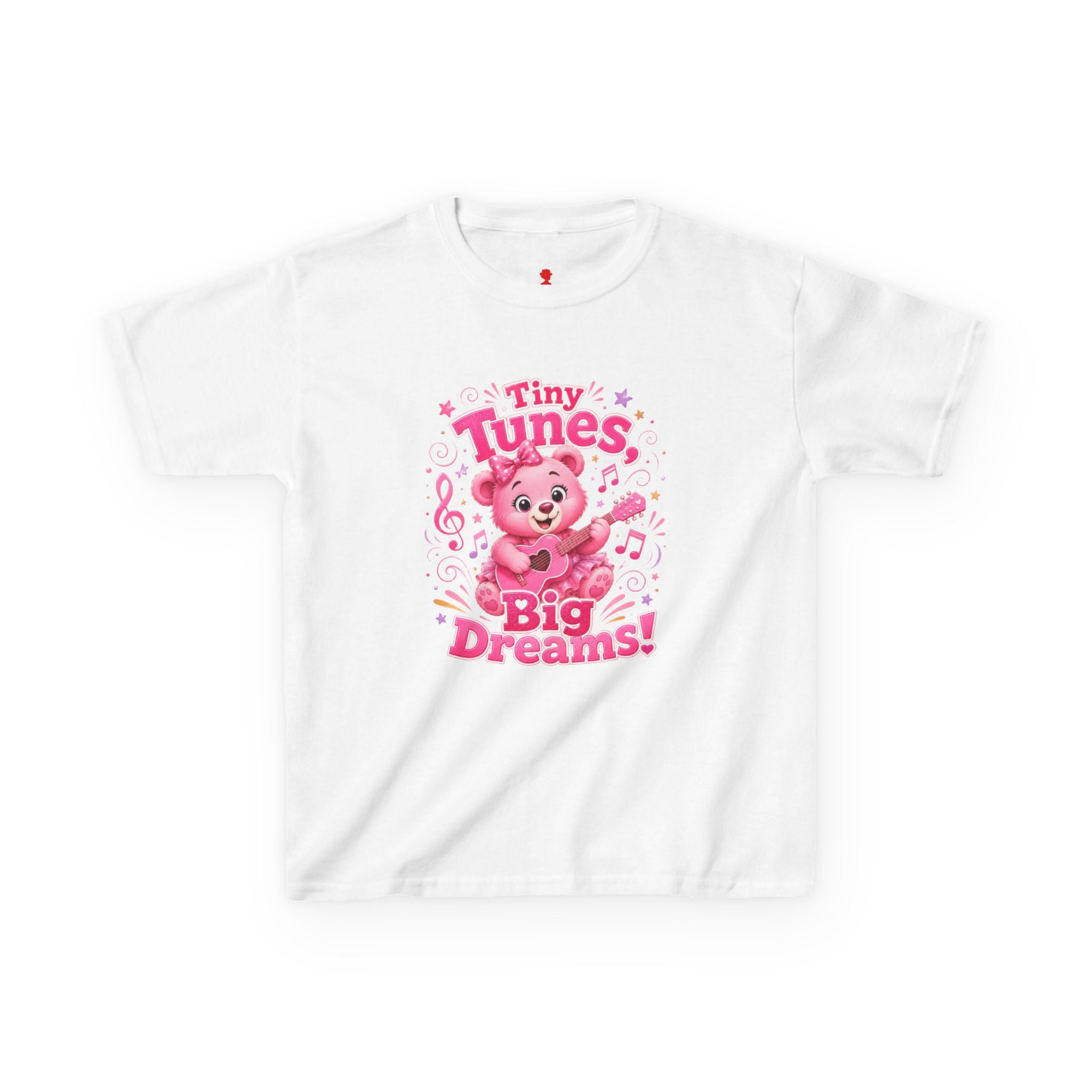 Kids T-Shirt — "Tiny Tunes, Big Dreams" Cute Pink Bear Music Tee
