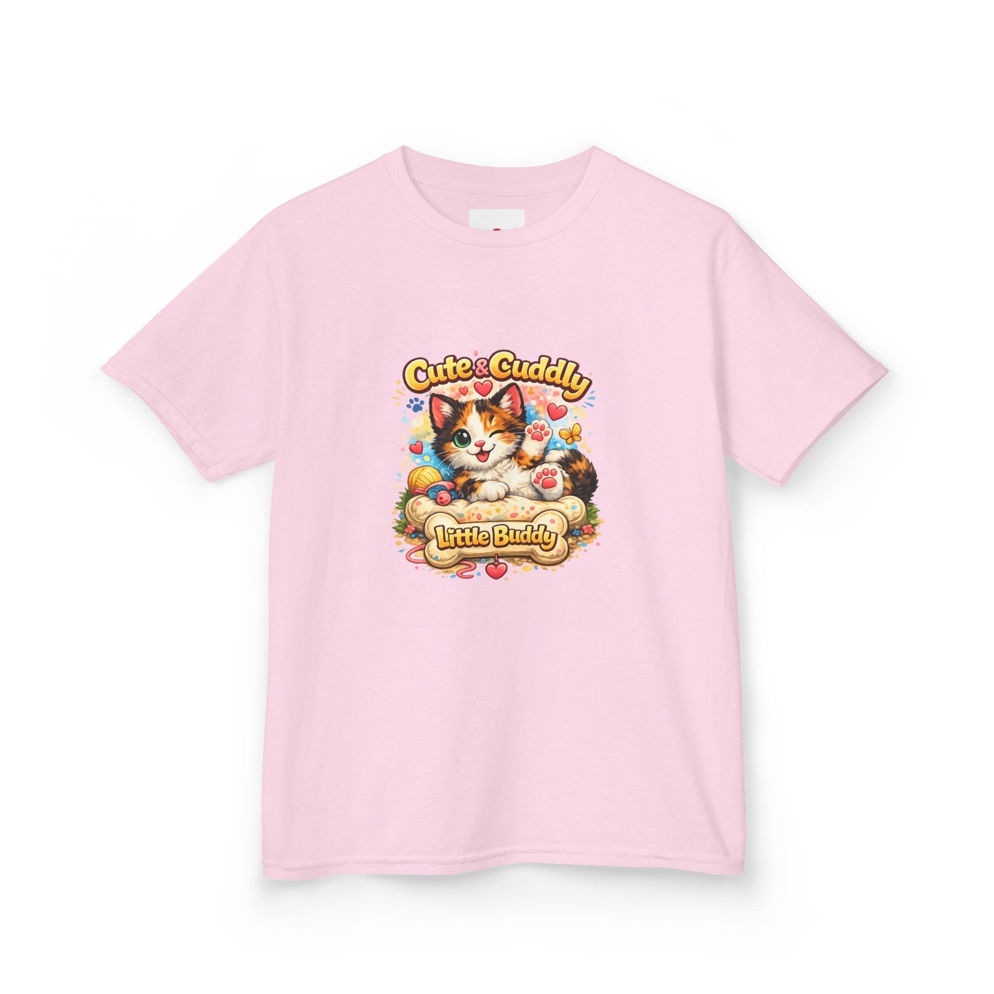 Kids T-Shirt — "Cute & Cuddly Little Buddy" Cat Graphic Tee