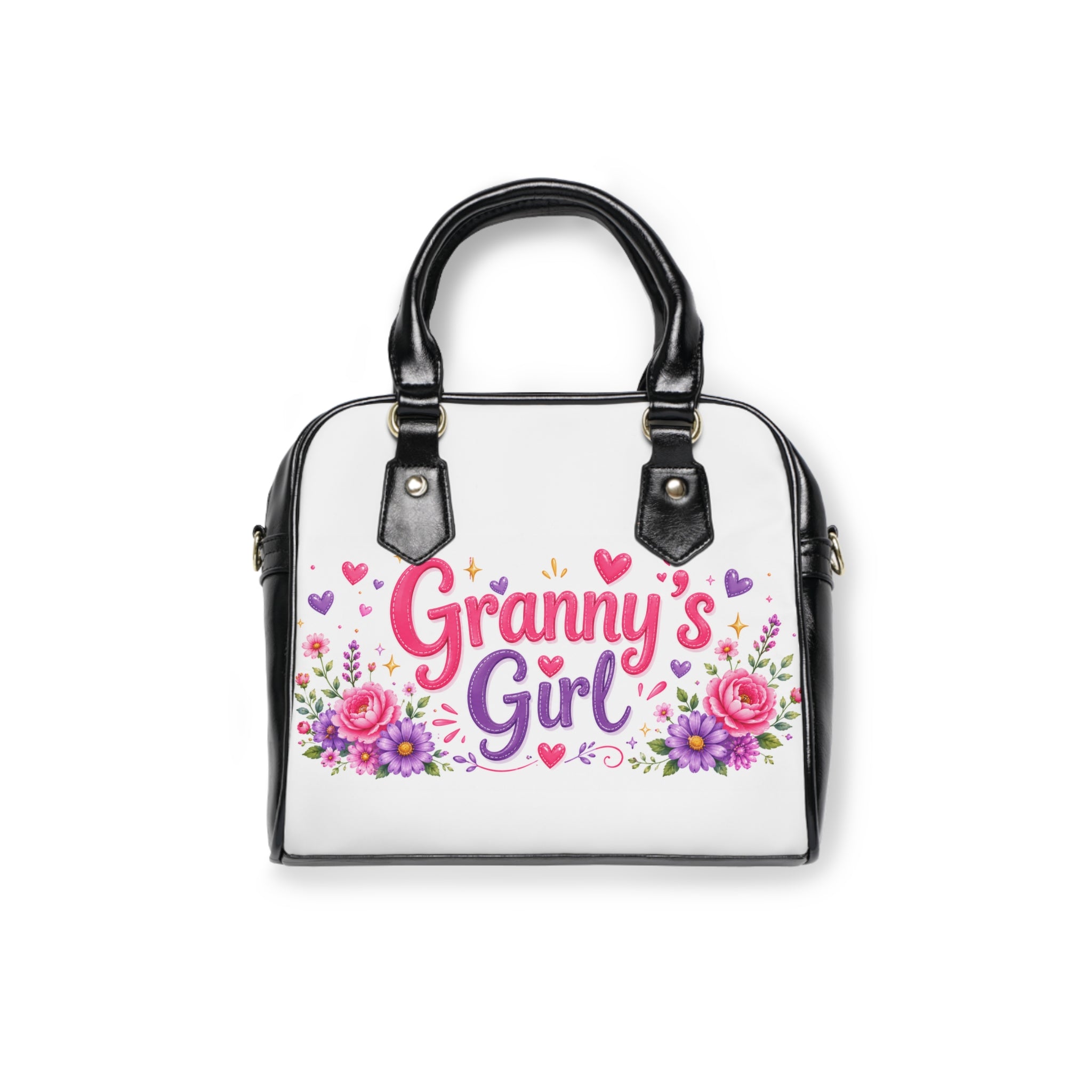 Granny's Girl Shoulder Handbag | Floral Hearts Design