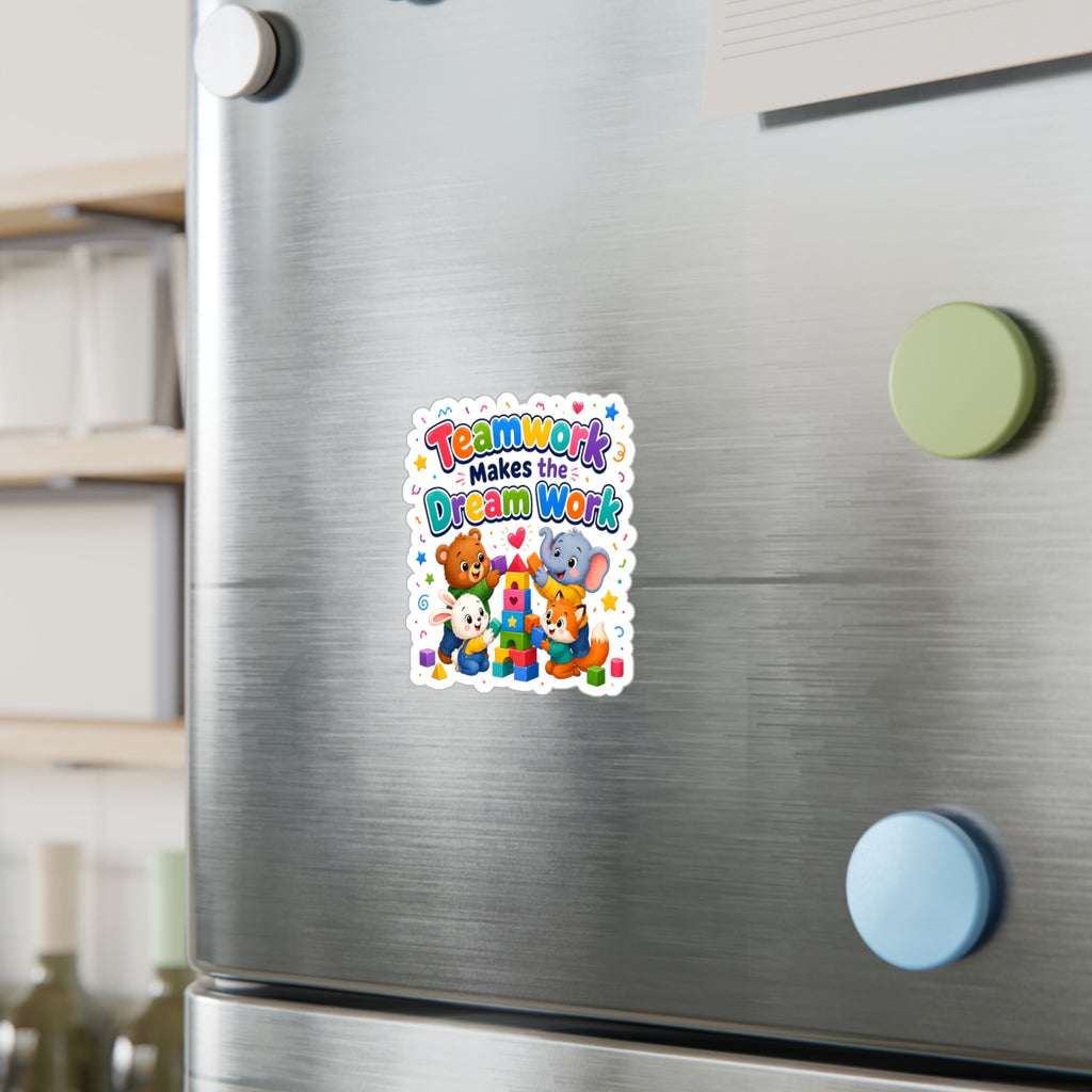 Teamwork Makes the Dream Work Sticker - Cute Kids Animal Vinyl Decal