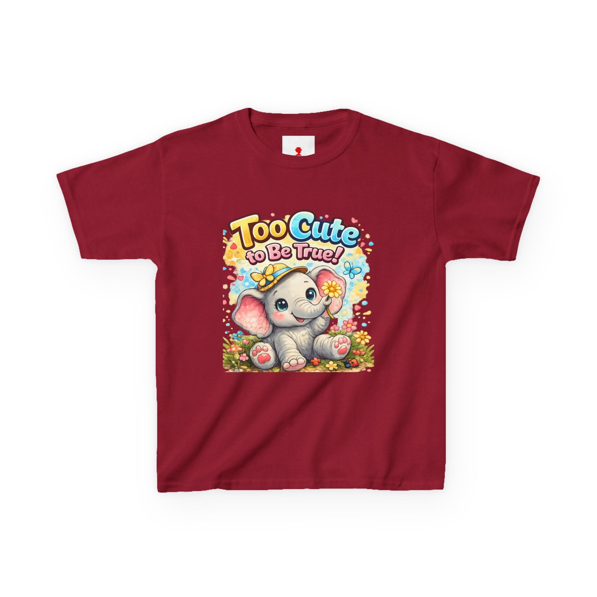 Kids Tee — "Too Cute to Be True" Elephant Graphic