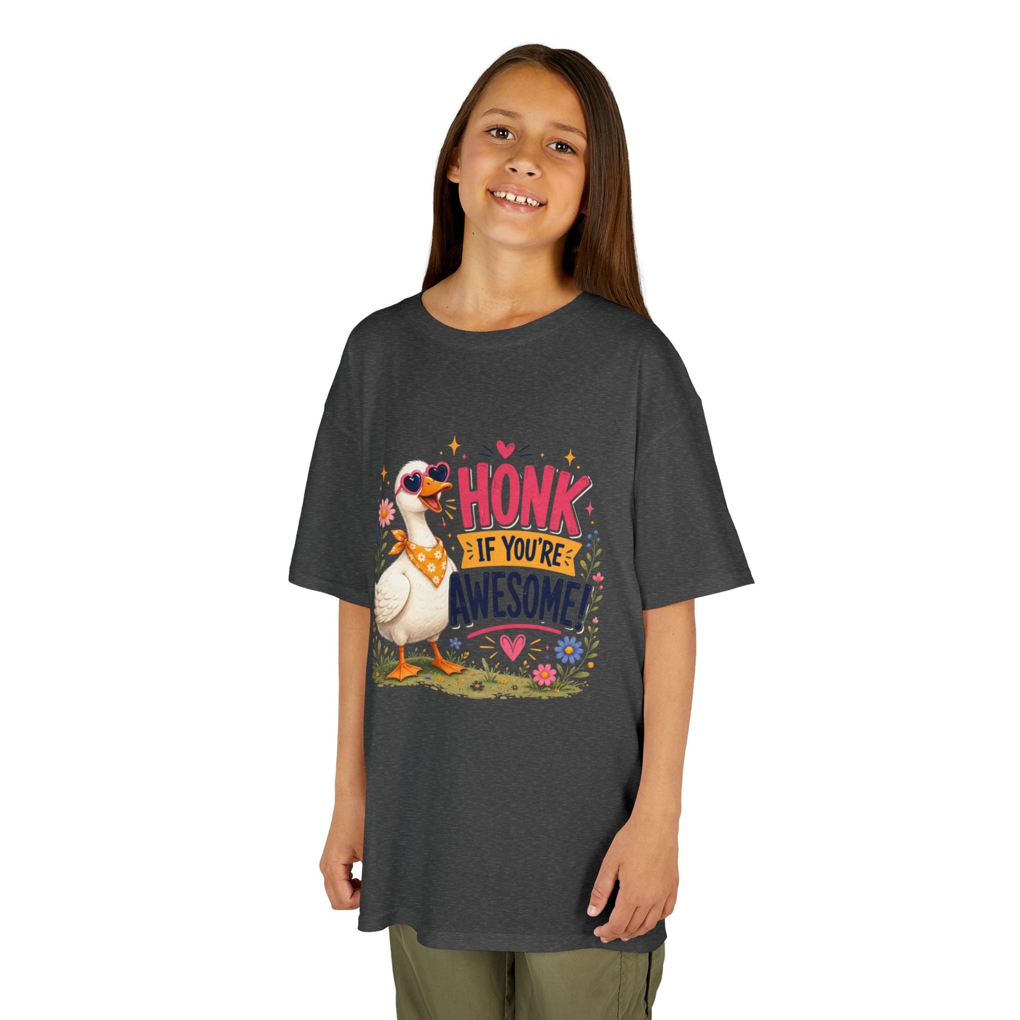Kids Tee — "Honk If You're Awesome!" Cute Goose Graphic Shirt