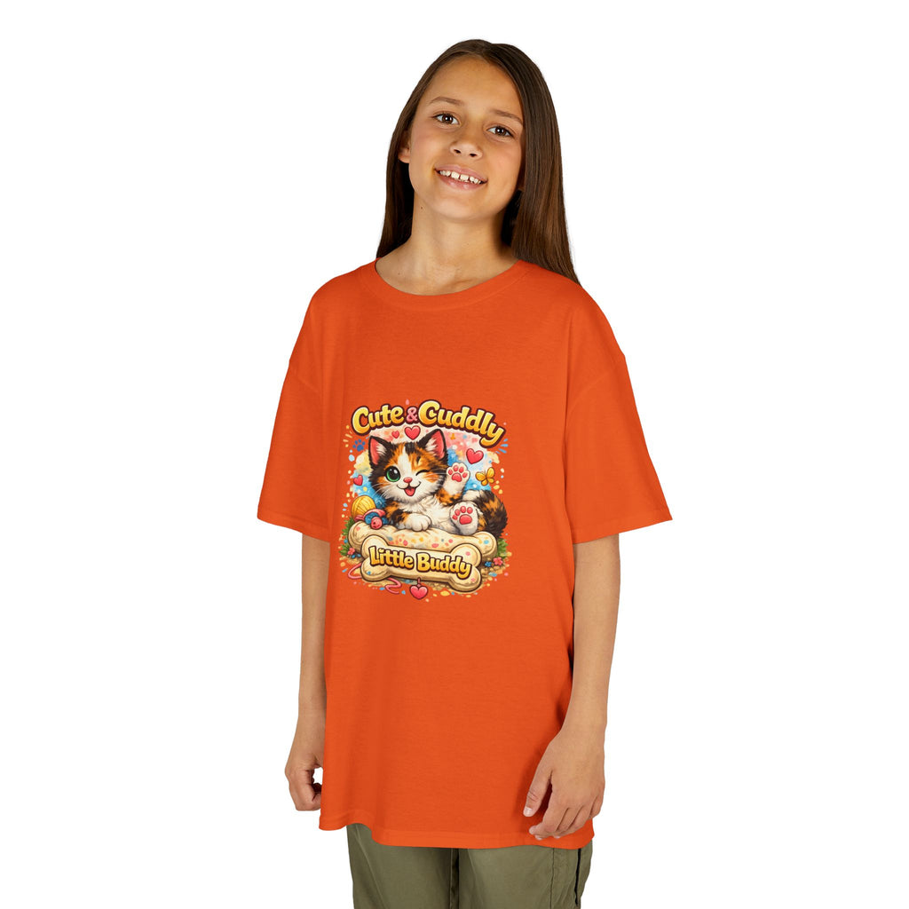 Kids T-Shirt — "Cute & Cuddly Little Buddy" Cat Graphic Tee