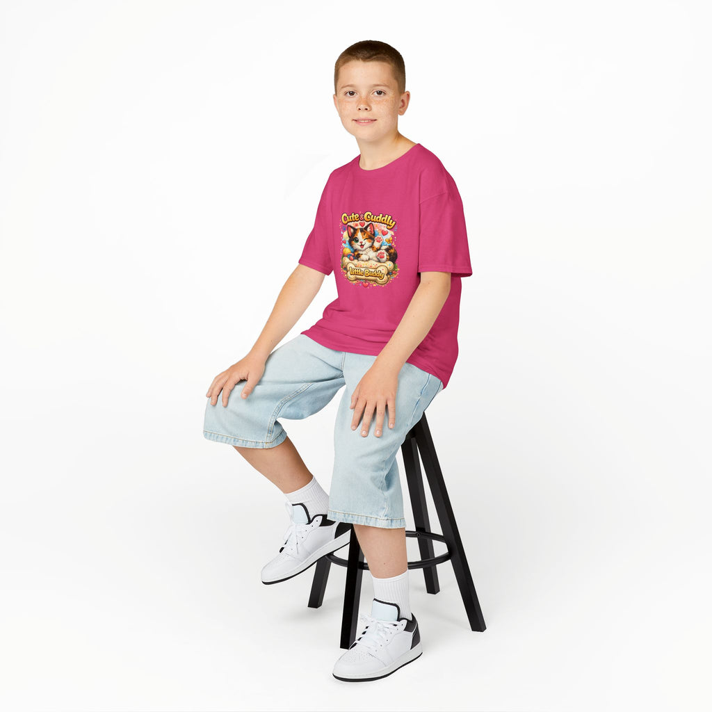 Kids T-Shirt — "Cute & Cuddly Little Buddy" Cat Graphic Tee