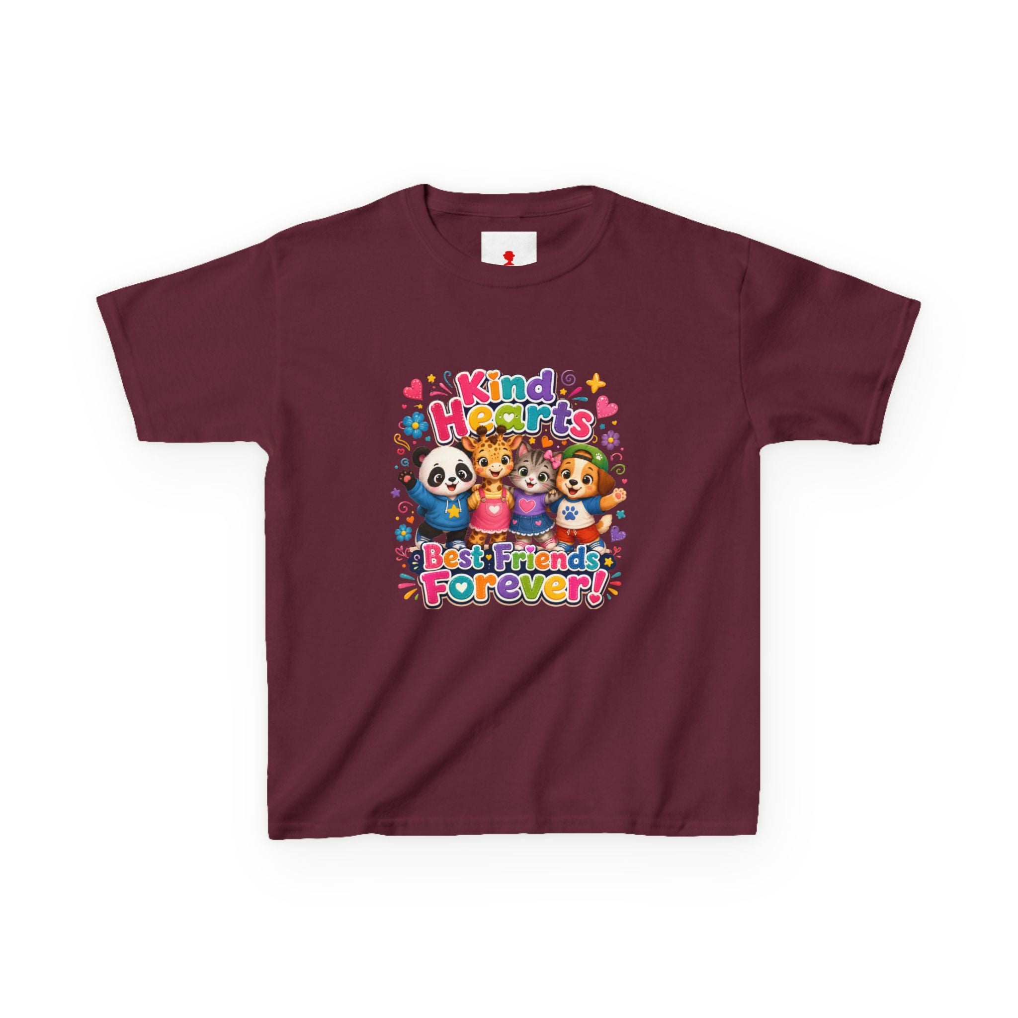 Kids Tee — "Kind Hearts Best Friends Forever" Colorful Cartoon Animals